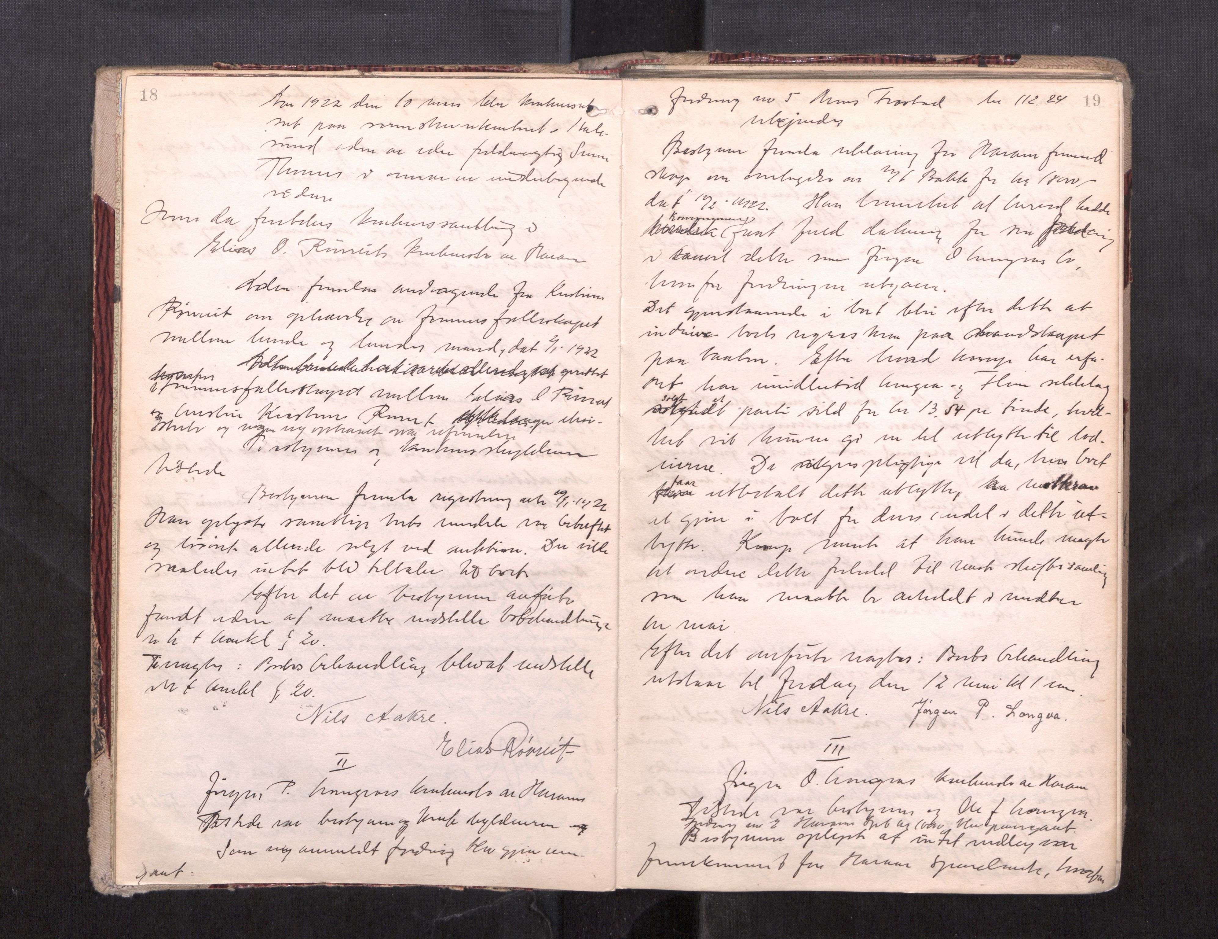 Nordre Sunnmøre sorenskriveri, AV/SAT-A-0006/1/3/3B/L0006: Skiftebehandlingsprotokoll 6, 1922-1926, p. 18-19
