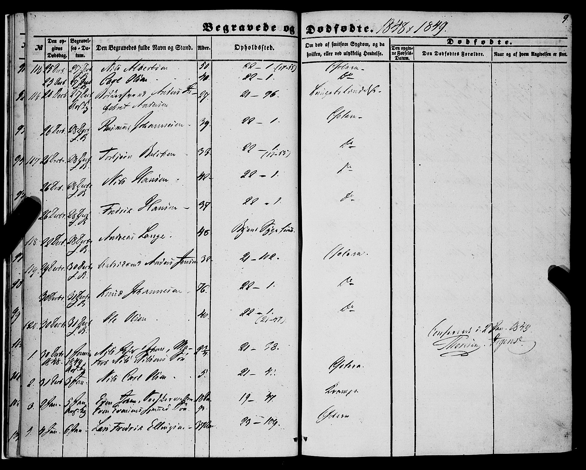 Korskirken sokneprestembete, SAB/A-76101/H/Haa: Parish register (official) no. E 2, 1848-1862, p. 9