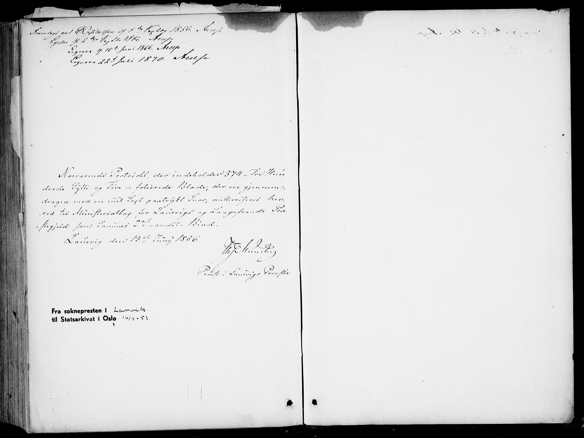 Larvik kirkebøker, AV/SAKO-A-352/F/Fa/L0005: Parish register (official) no. I 5, 1856-1870