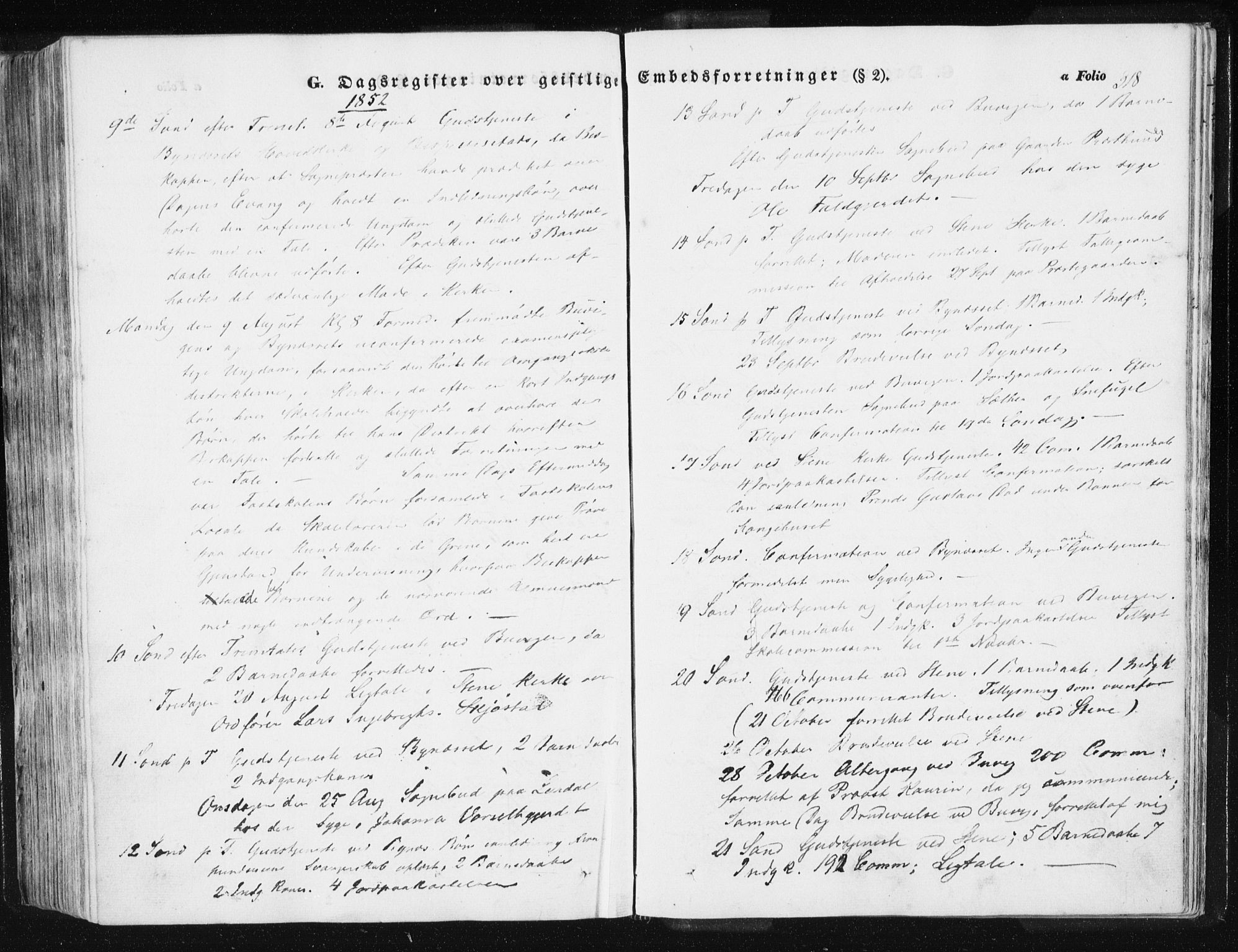 Ministerialprotokoller, klokkerbøker og fødselsregistre - Sør-Trøndelag, SAT/A-1456/612/L0376: Parish register (official) no. 612A08, 1846-1859, p. 318