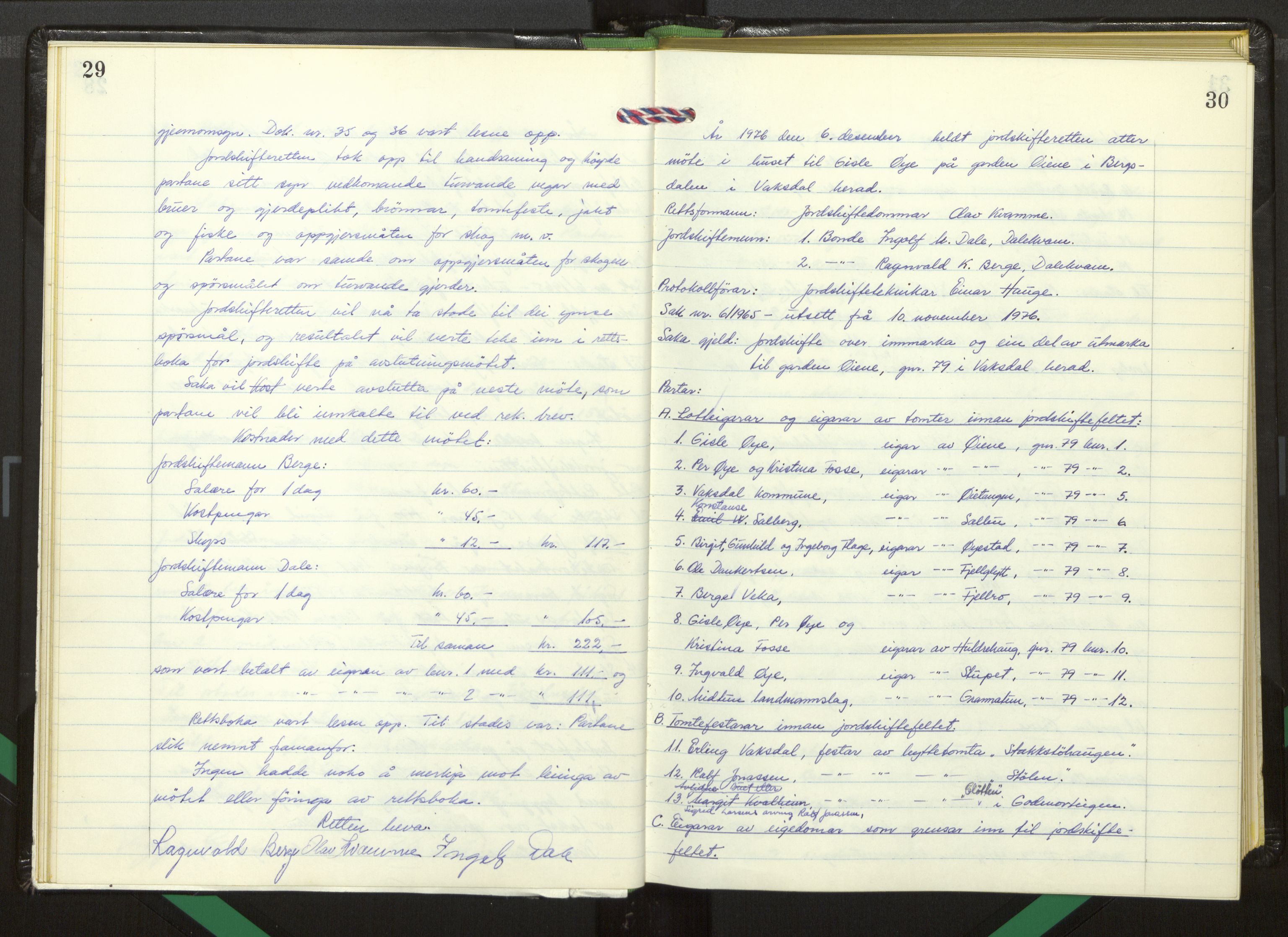 Hordaland jordskiftedøme - I Nordhordland jordskiftedistrikt, AV/SAB-A-6801/A/Aa/L0062: Forhandlingsprotokoll, 1975-1980, p. 29-30