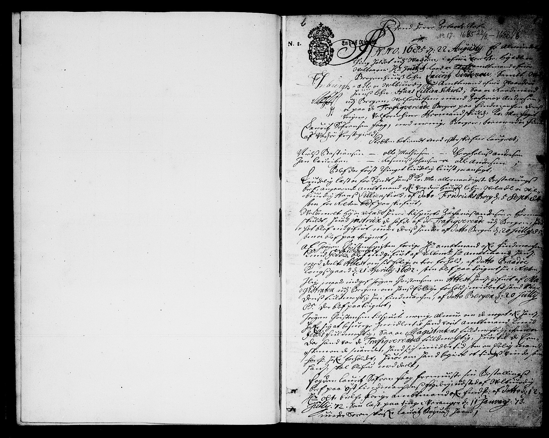 Finnmark sorenskriveri, SATØ/S-0053/F/Fa/L0021: Justisprotokoller, 1685-1688, p. 0b-1a