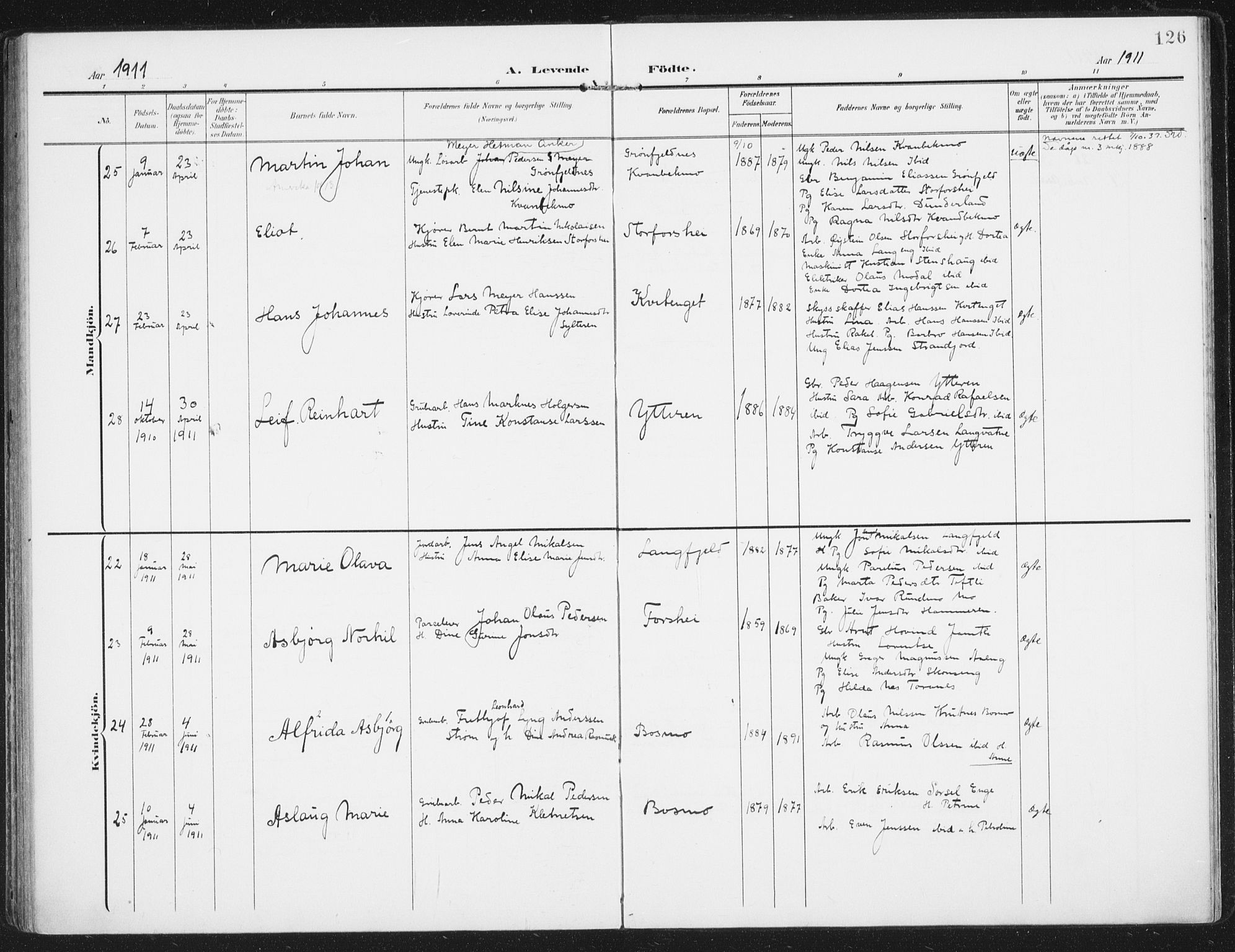 Ministerialprotokoller, klokkerbøker og fødselsregistre - Nordland, SAT/A-1459/827/L0402: Parish register (official) no. 827A14, 1903-1912, p. 126