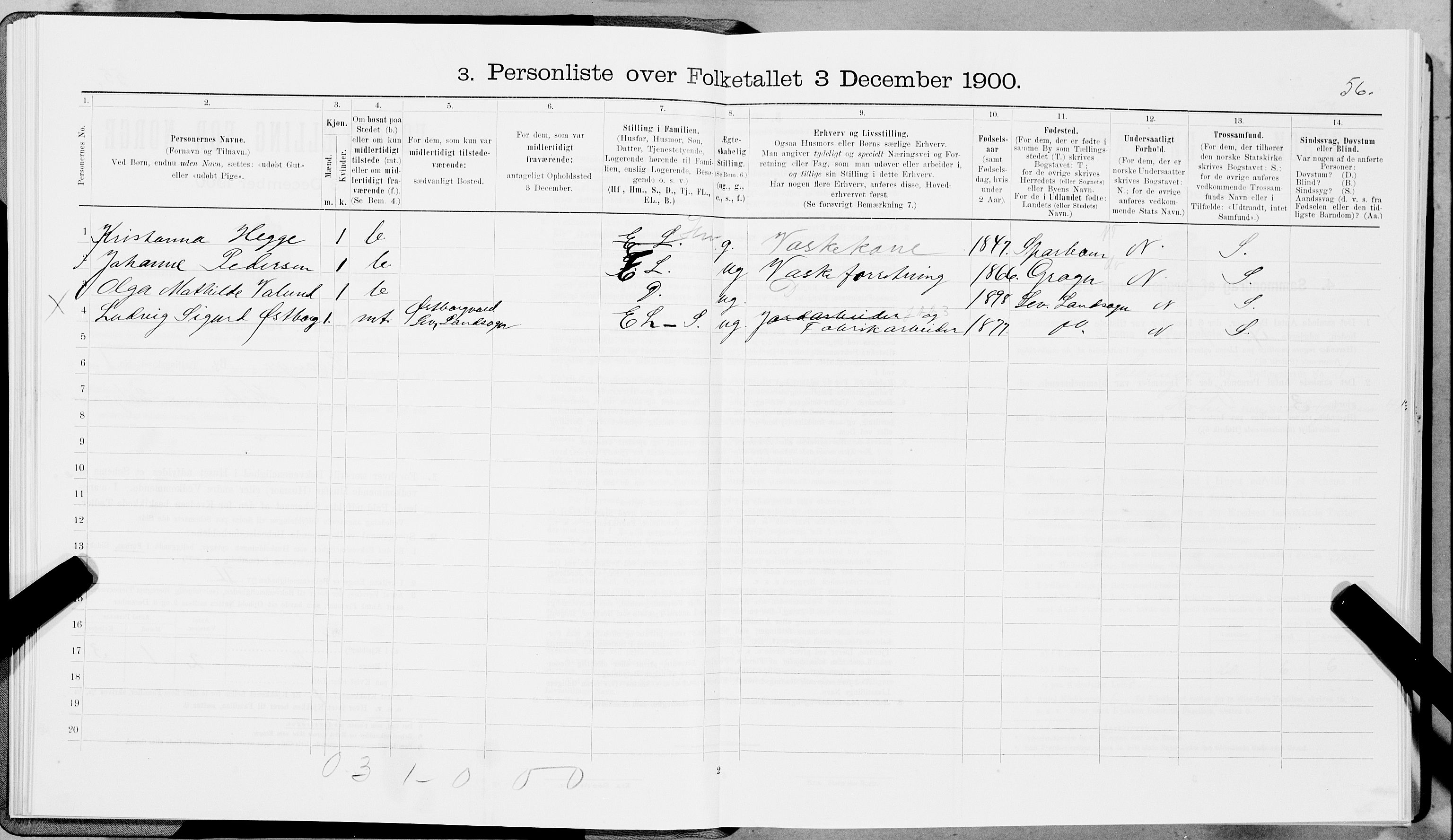 SAT, 1900 census for Levanger, 1900, p. 66