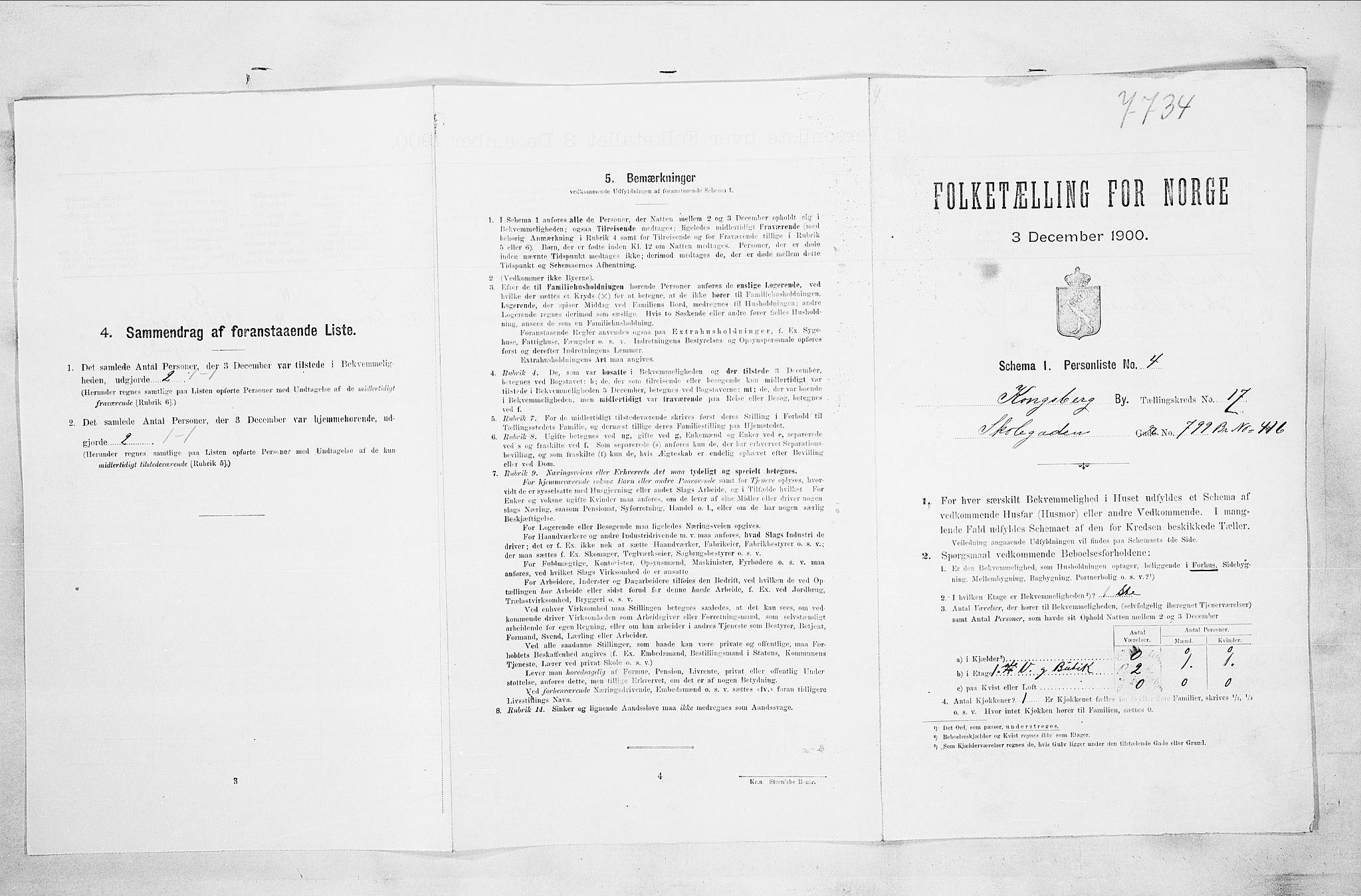 RA, 1900 census for Kongsberg, 1900, p. 3350