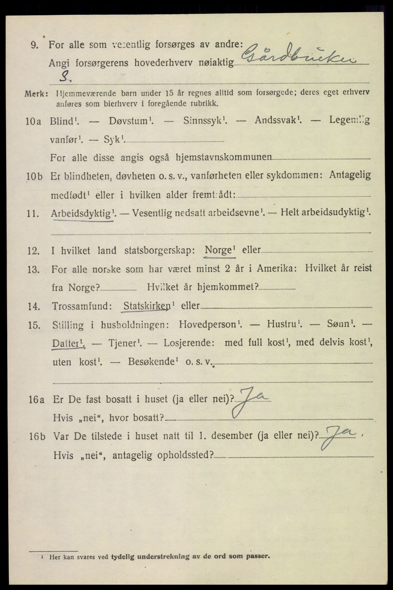 SAH, 1920 census for Nord-Fron, 1920, p. 3107