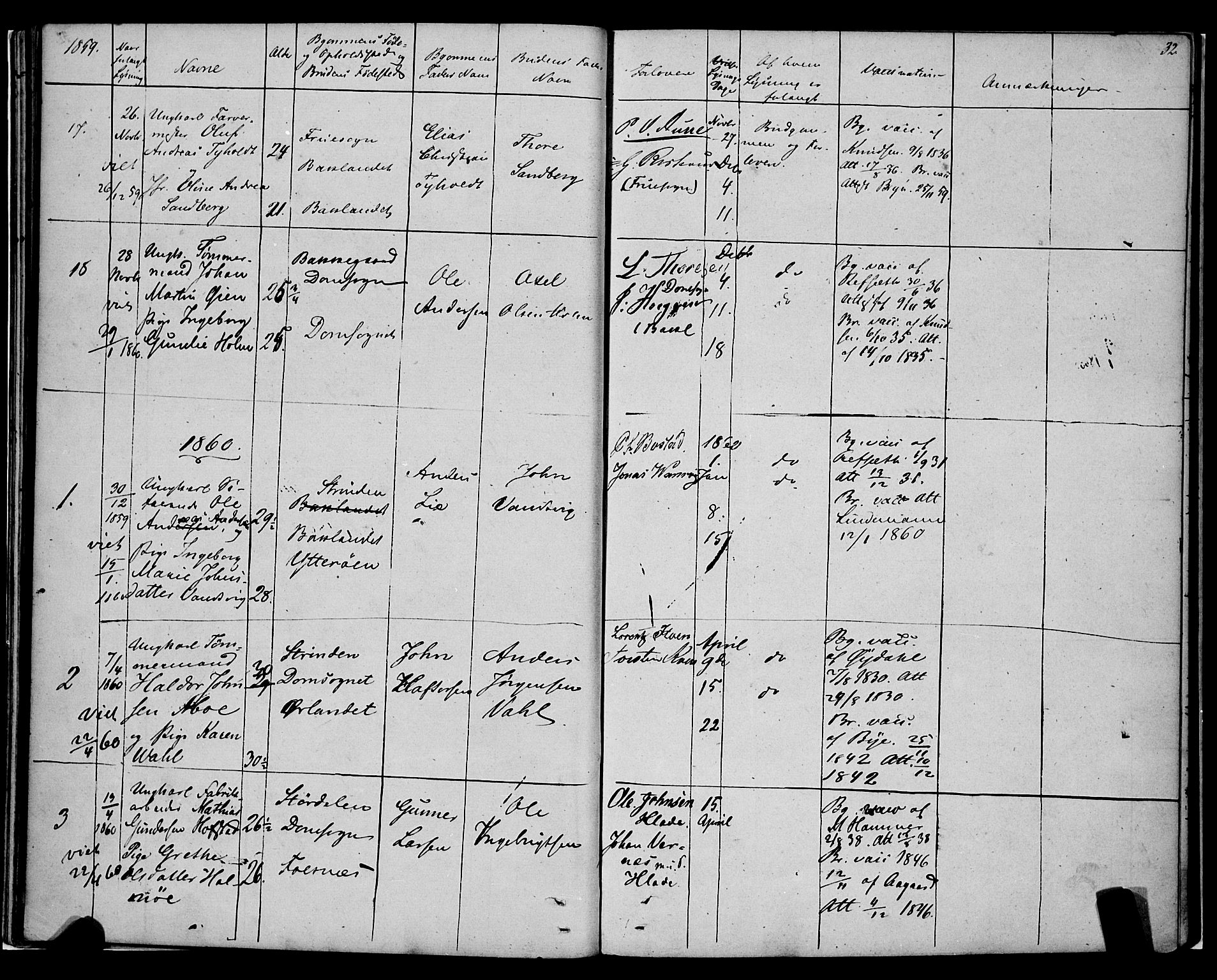 Ministerialprotokoller, klokkerbøker og fødselsregistre - Sør-Trøndelag, SAT/A-1456/604/L0187: Parish register (official) no. 604A08, 1847-1878, p. 32