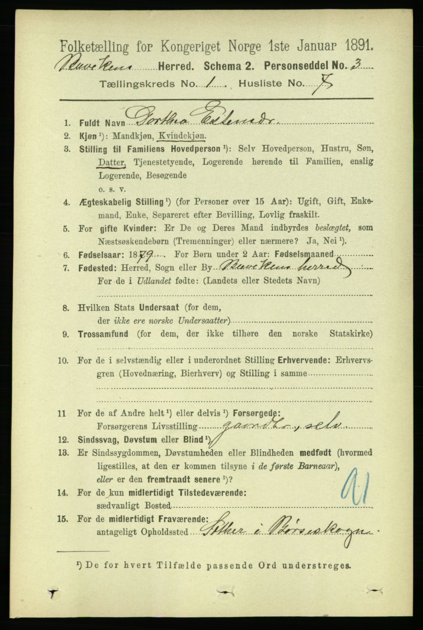 RA, 1891 census for 1656 Buvik, 1891, p. 128