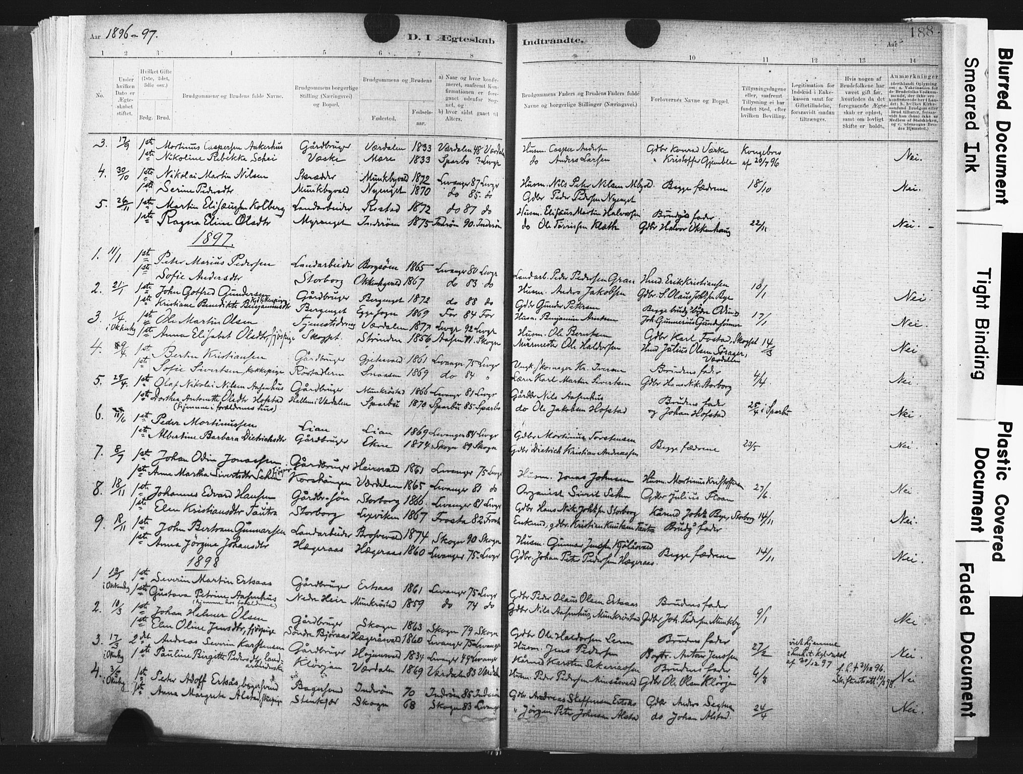 Ministerialprotokoller, klokkerbøker og fødselsregistre - Nord-Trøndelag, SAT/A-1458/721/L0207: Parish register (official) no. 721A02, 1880-1911, p. 188