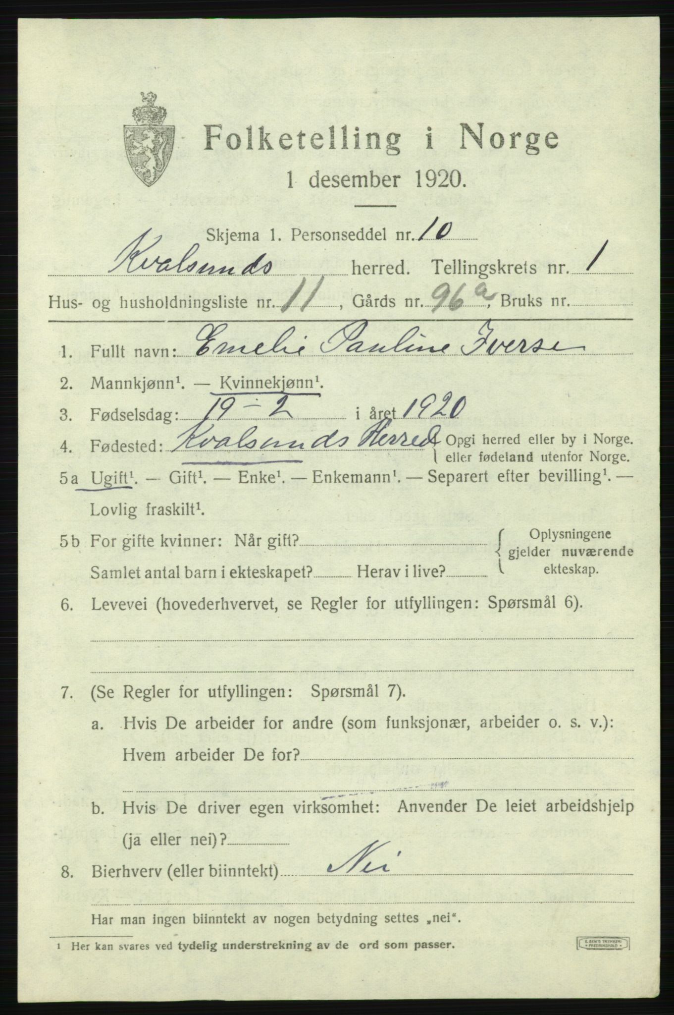 SATØ, 1920 census for , 1920, p. 630