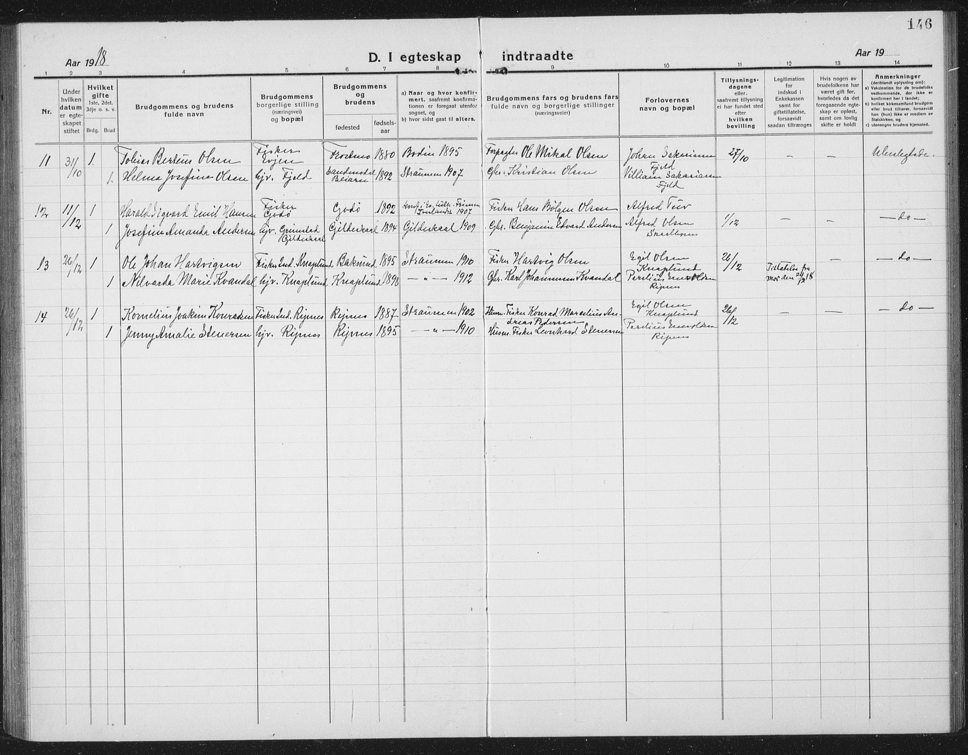 Ministerialprotokoller, klokkerbøker og fødselsregistre - Nordland, AV/SAT-A-1459/804/L0089: Parish register (copy) no. 804C02, 1918-1935, p. 146