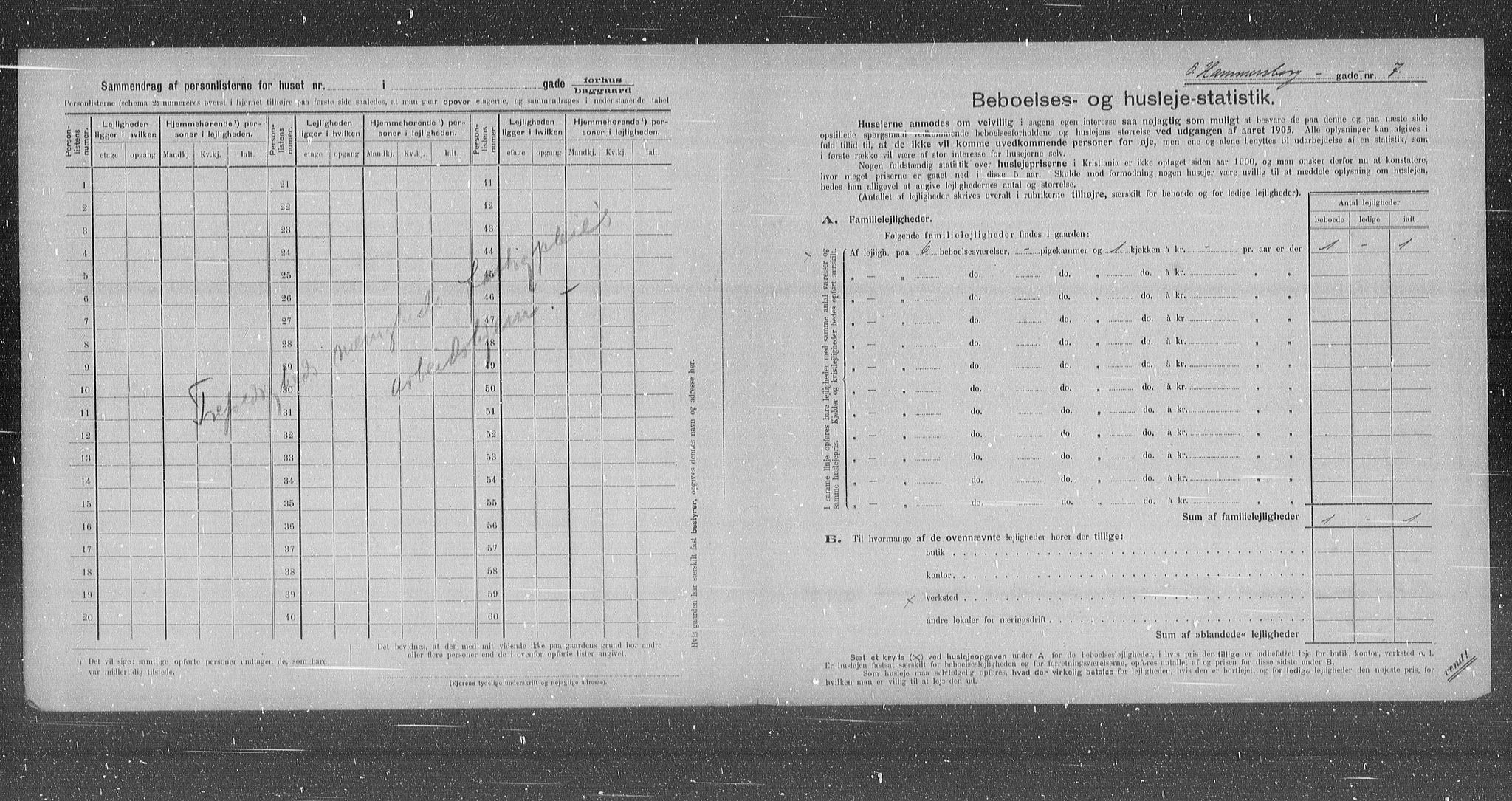 OBA, Municipal Census 1905 for Kristiania, 1905, p. 68263