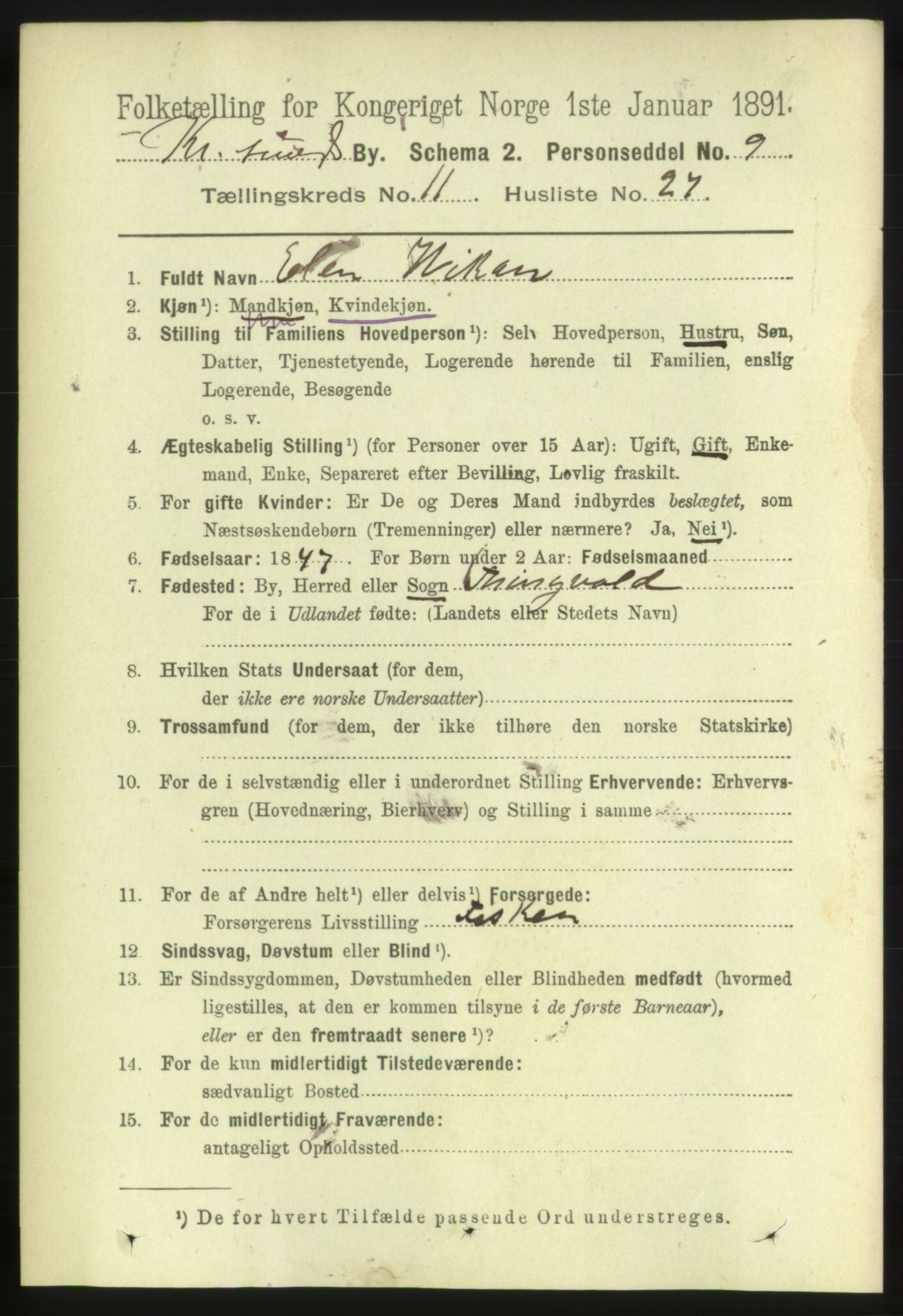 RA, 1891 census for 1503 Kristiansund, 1891, p. 9068