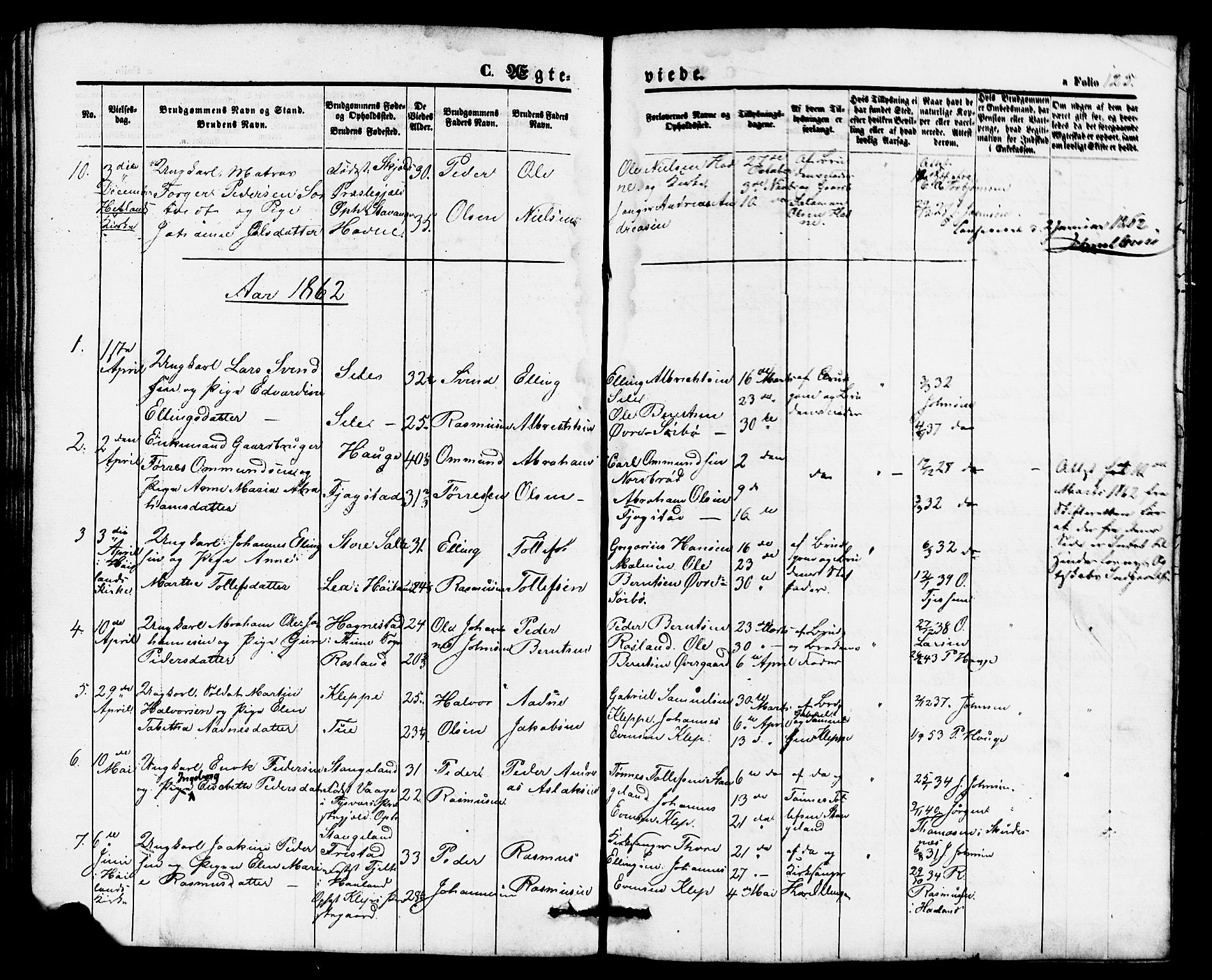Klepp sokneprestkontor, SAST/A-101803/001/3/30BB/L0002: Parish register (copy) no. B 2, 1860-1875, p. 125