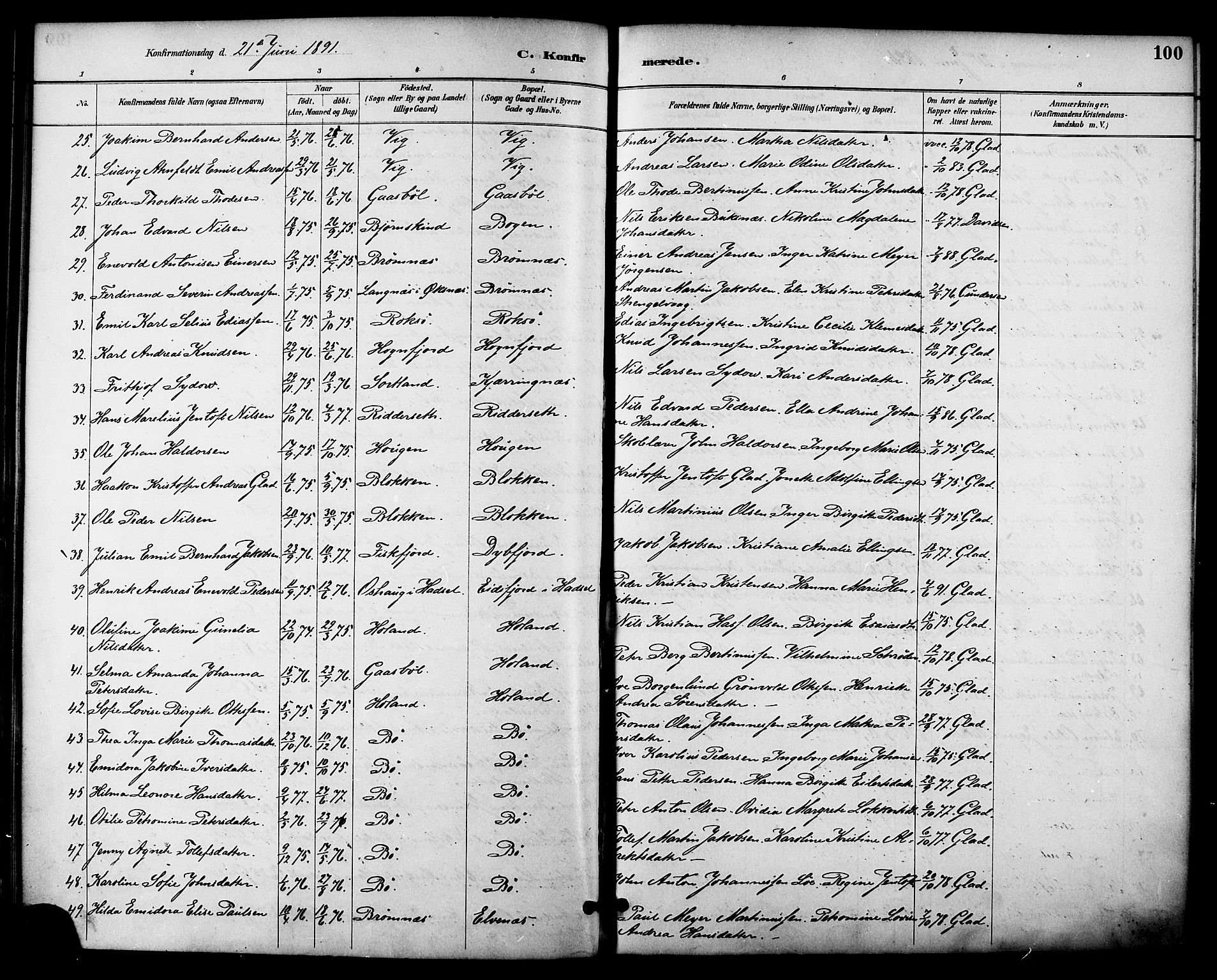 Ministerialprotokoller, klokkerbøker og fødselsregistre - Nordland, AV/SAT-A-1459/895/L1371: Parish register (official) no. 895A06, 1885-1894, p. 100