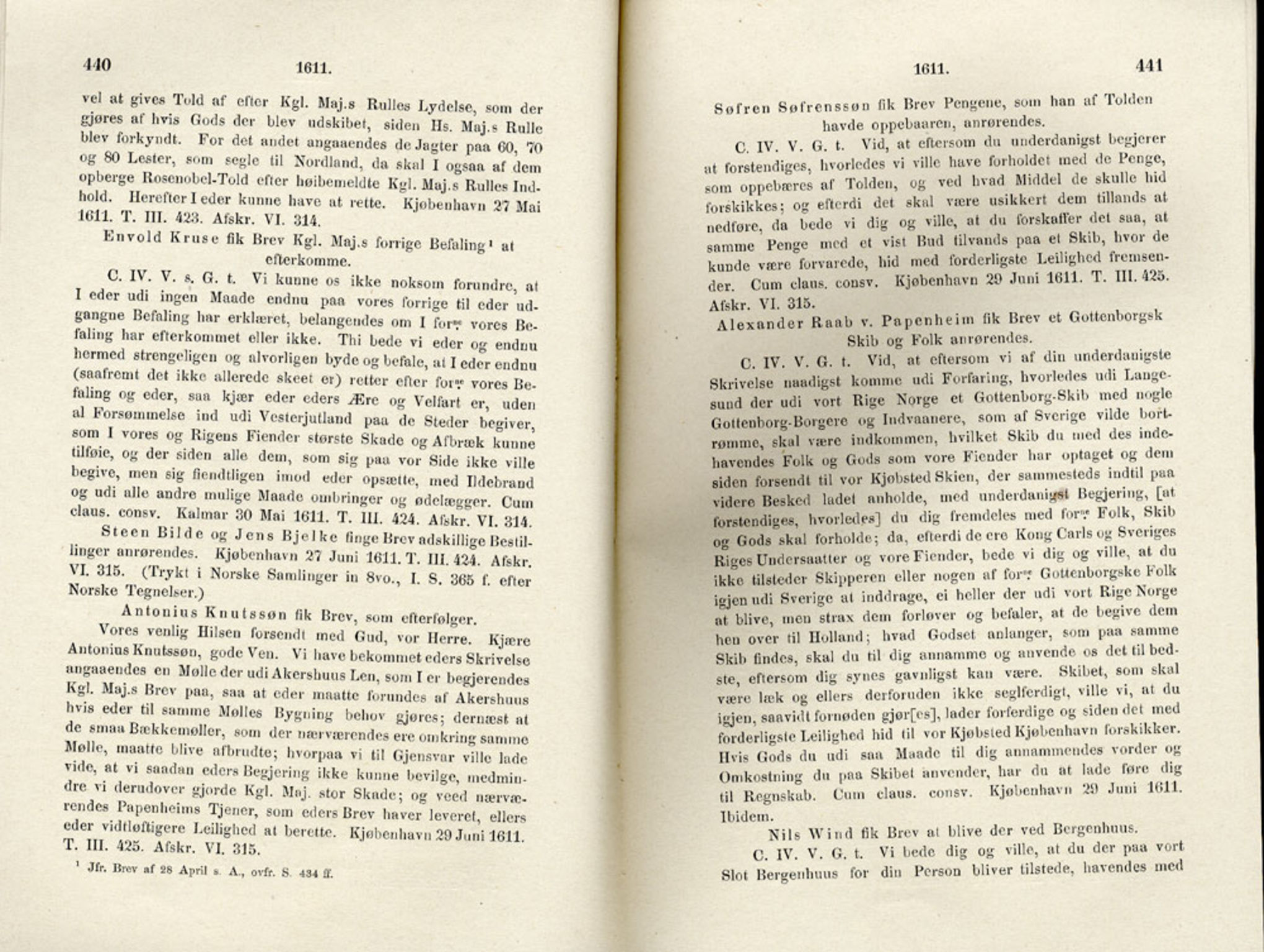 Publikasjoner utgitt av Det Norske Historiske Kildeskriftfond, PUBL/-/-/-: Norske Rigs-Registranter, bind 4, 1603-1618, p. 440-441