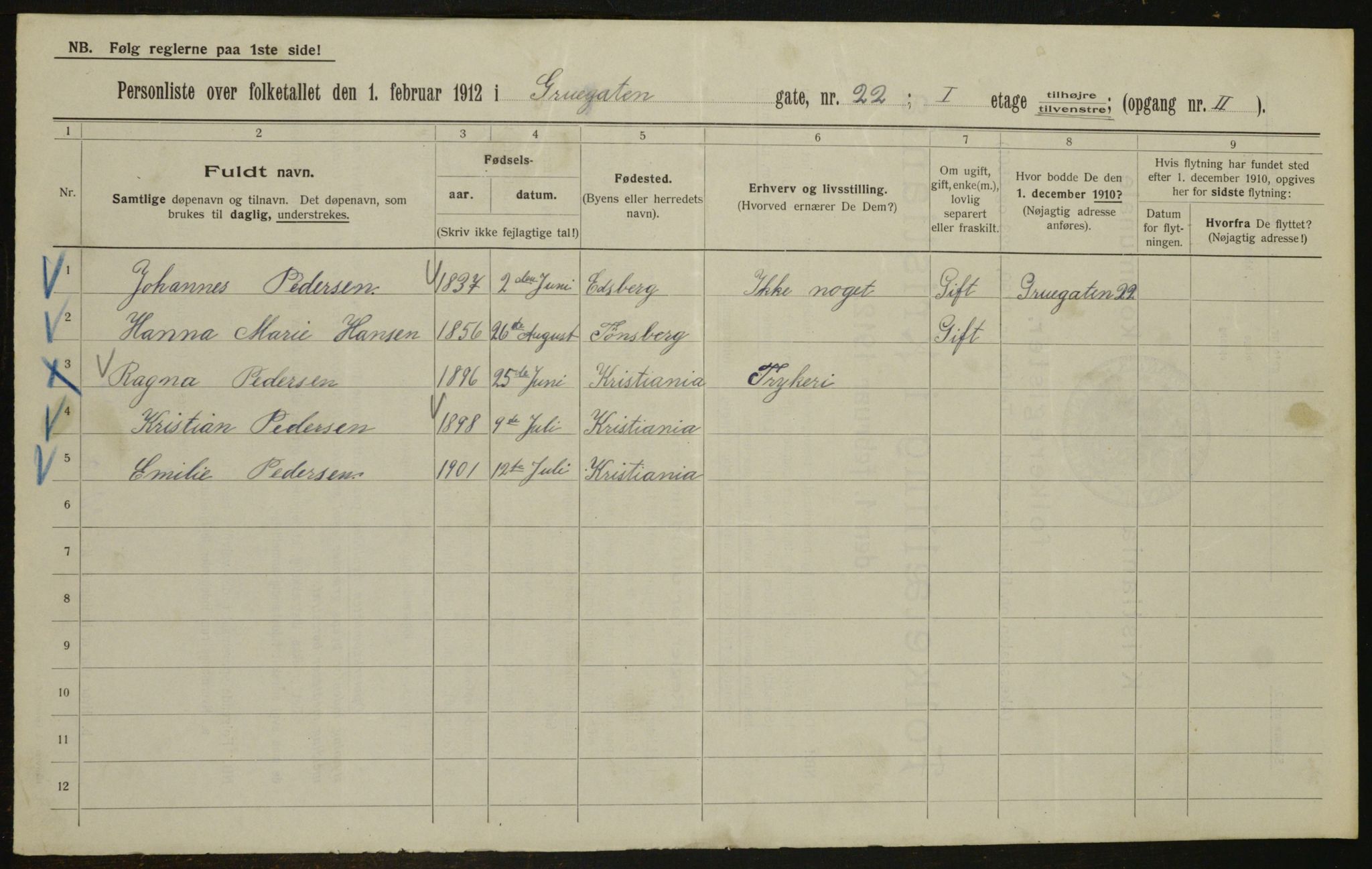 OBA, Municipal Census 1912 for Kristiania, 1912, p. 30469