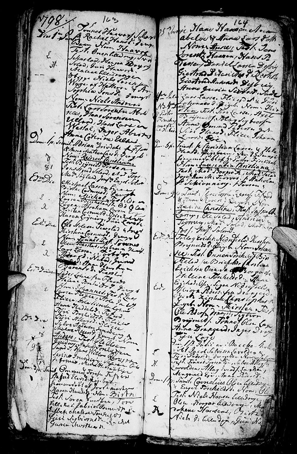 Flekkefjord sokneprestkontor, AV/SAK-1111-0012/F/Fa/Fac/L0001: Parish register (official) no. A 1, 1773-1806, p. 163-164