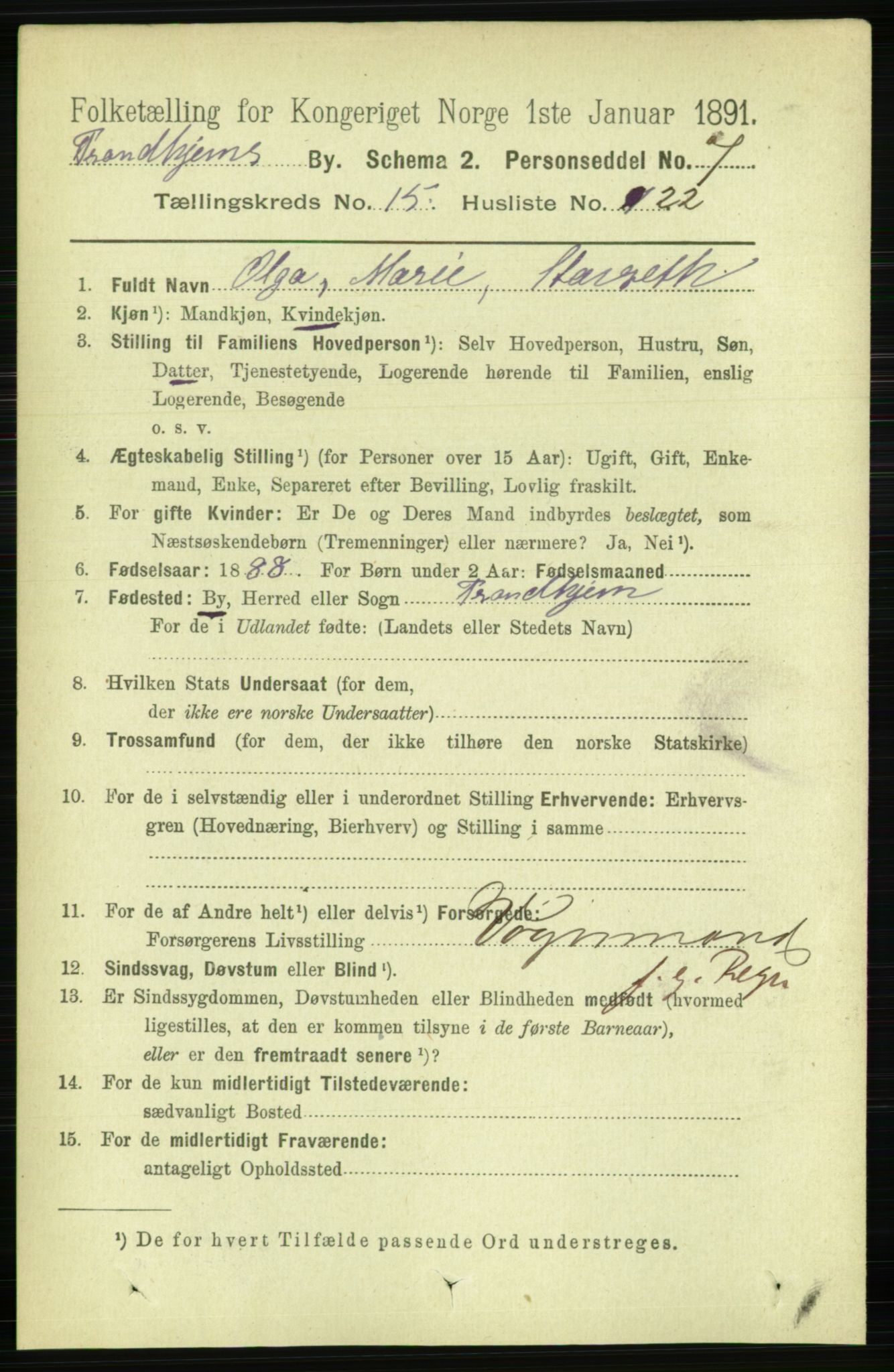 RA, 1891 census for 1601 Trondheim, 1891, p. 11827