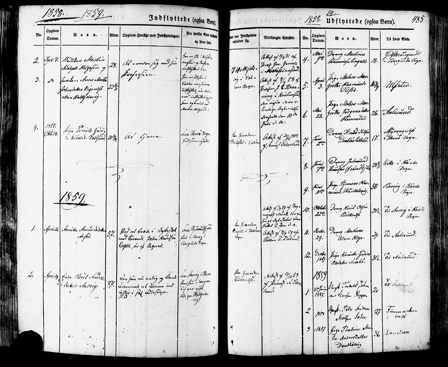 Ministerialprotokoller, klokkerbøker og fødselsregistre - Møre og Romsdal, SAT/A-1454/511/L0140: Parish register (official) no. 511A07, 1851-1878, p. 485