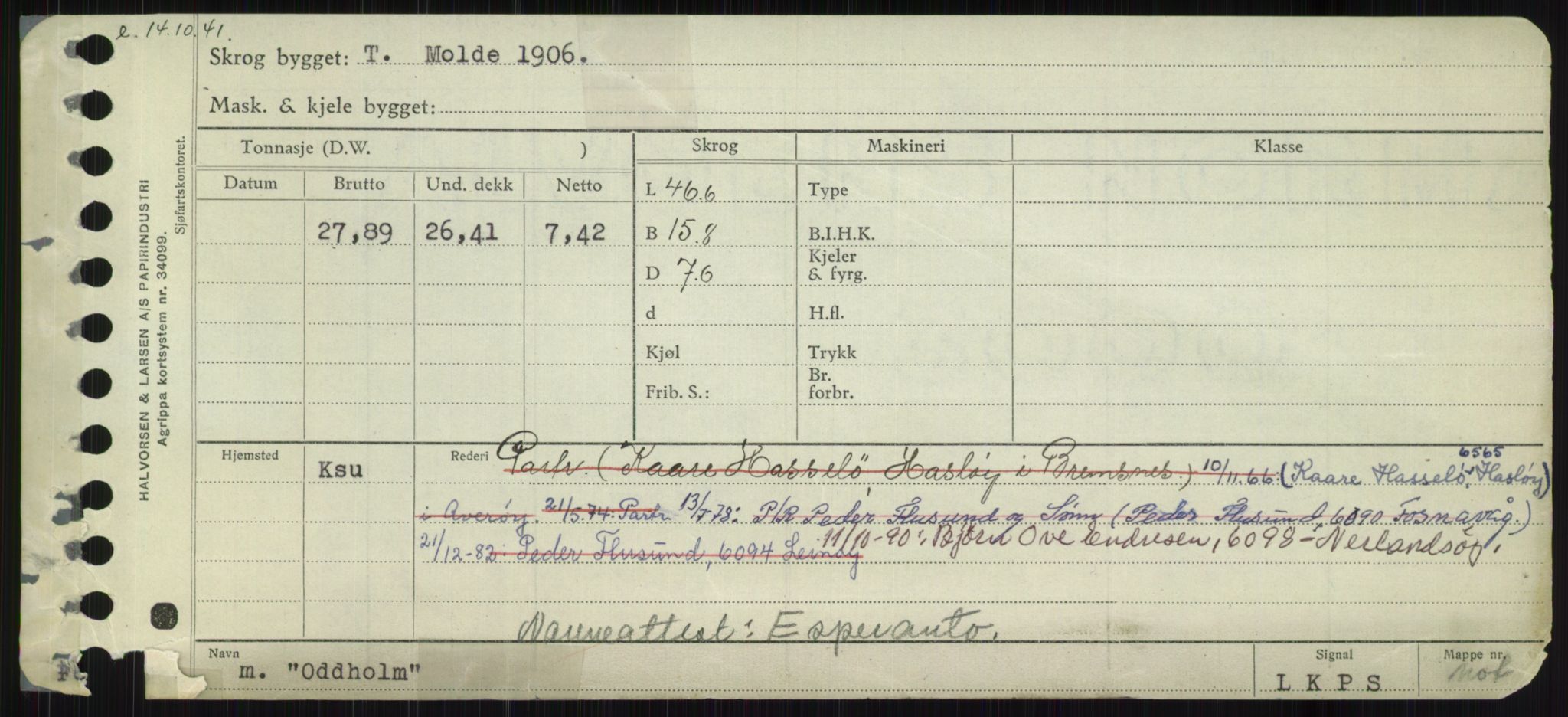 Sjøfartsdirektoratet med forløpere, Skipsmålingen, RA/S-1627/H/Ha/L0004/0001: Fartøy, Mas-R / Fartøy, Mas-Odd, p. 1005