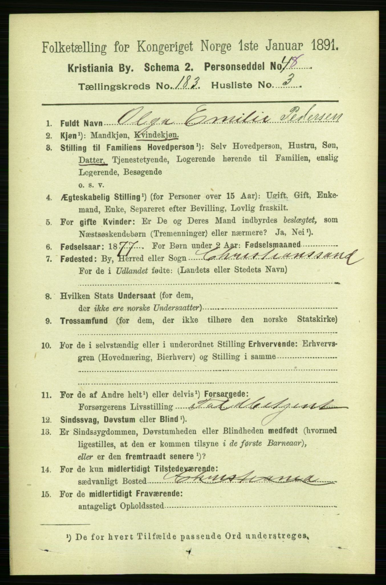 RA, 1891 census for 0301 Kristiania, 1891, p. 109399