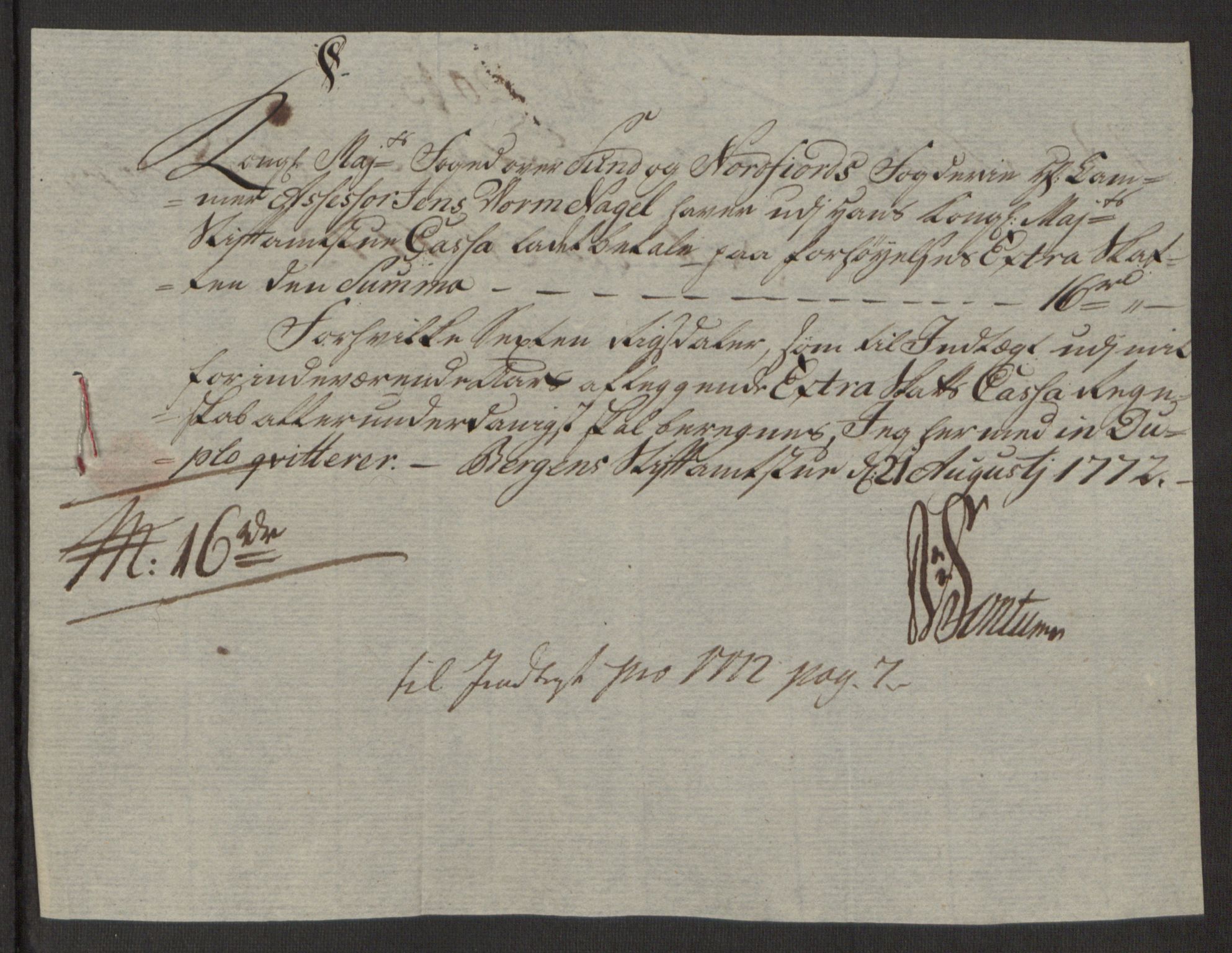 Rentekammeret inntil 1814, Reviderte regnskaper, Fogderegnskap, AV/RA-EA-4092/R53/L3551: Ekstraskatten Sunn- og Nordfjord, 1772, p. 53