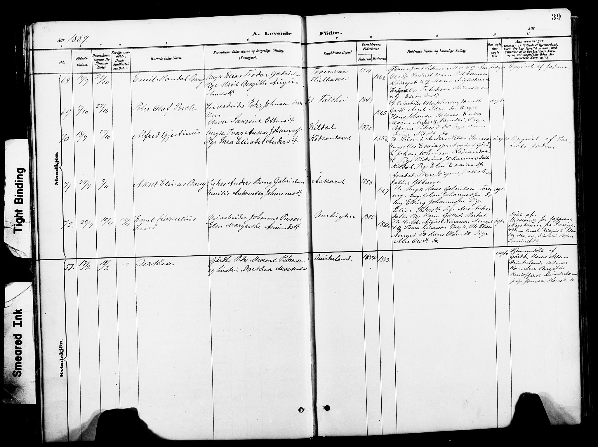 Ministerialprotokoller, klokkerbøker og fødselsregistre - Nordland, AV/SAT-A-1459/827/L0421: Parish register (copy) no. 827C10, 1887-1906, p. 39