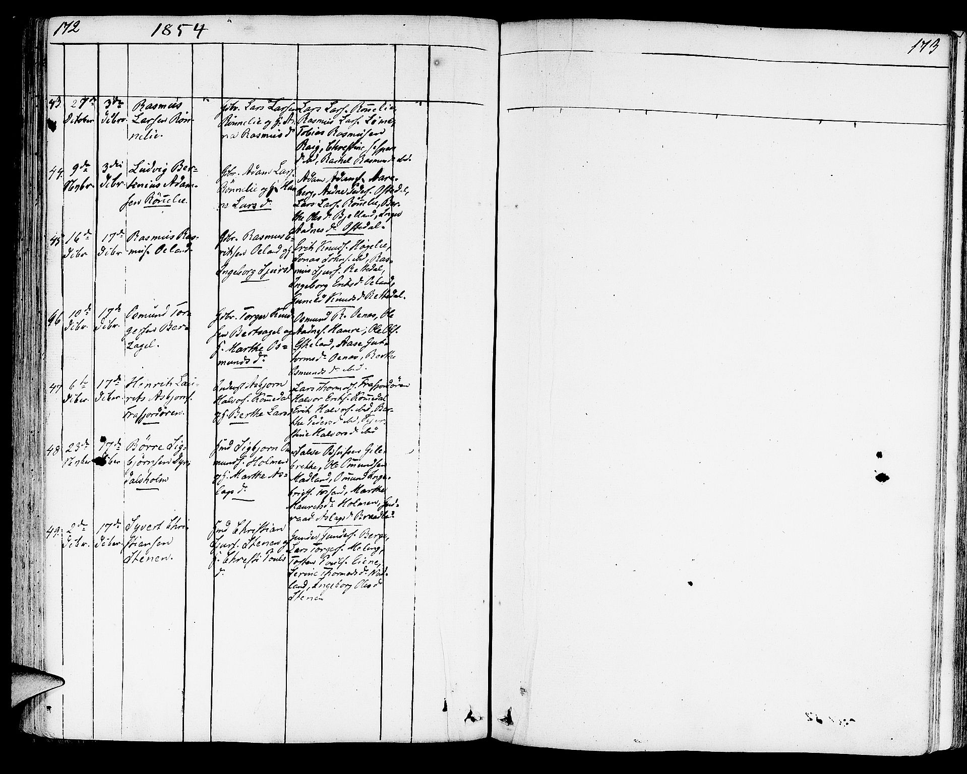 Strand sokneprestkontor, AV/SAST-A-101828/H/Ha/Haa/L0005: Parish register (official) no. A 5, 1833-1854, p. 172-173