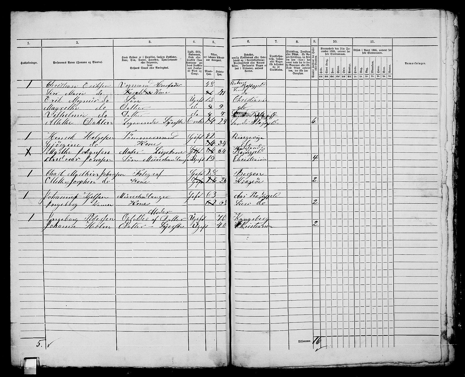 RA, 1865 census for Kristiania, 1865, p. 3116