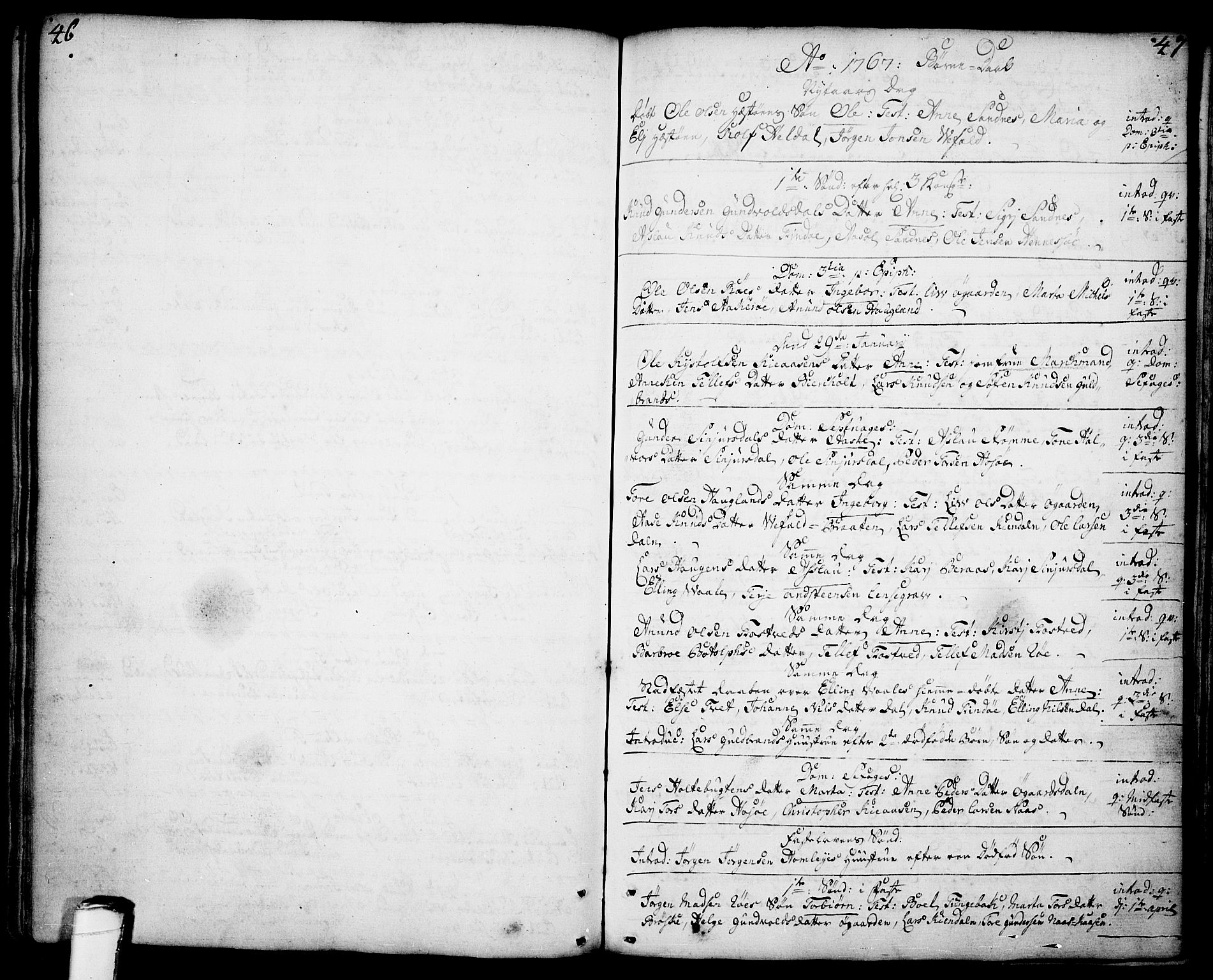 Drangedal kirkebøker, SAKO/A-258/F/Fa/L0001: Parish register (official) no. 1, 1697-1767, p. 46-47