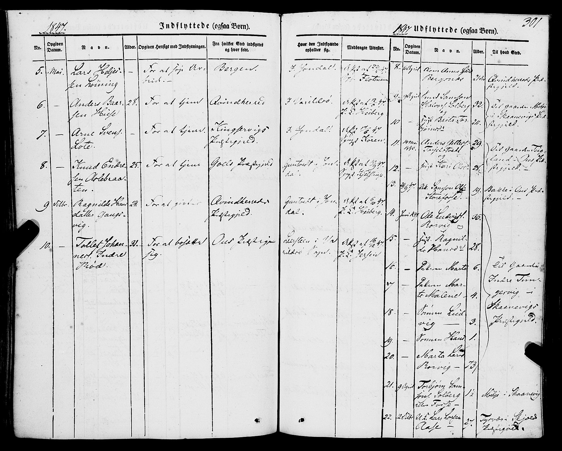 Strandebarm sokneprestembete, SAB/A-78401/H/Haa: Parish register (official) no. A 7, 1844-1872, p. 301
