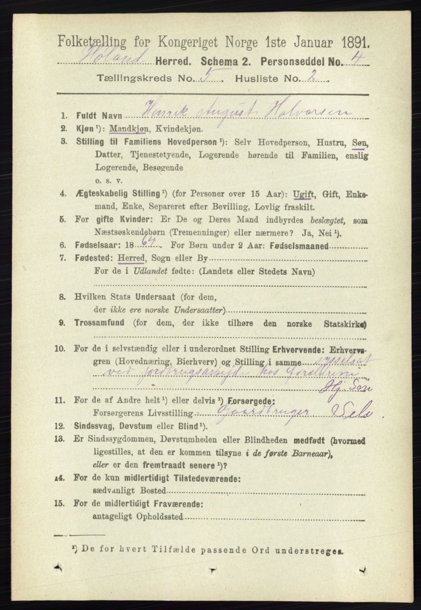 RA, 1891 census for 0221 Høland, 1891, p. 3523