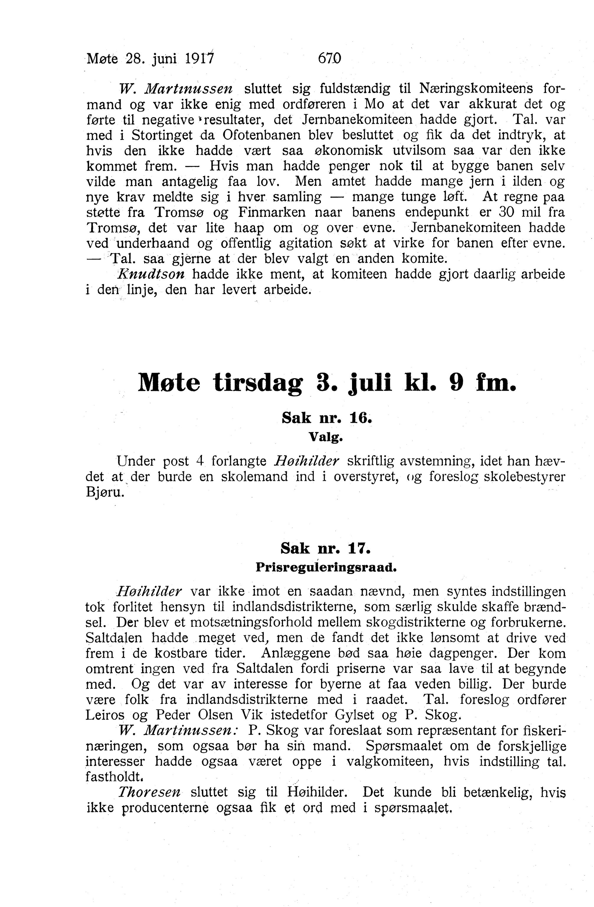 Nordland Fylkeskommune. Fylkestinget, AIN/NFK-17/176/A/Ac/L0040: Fylkestingsforhandlinger 1917, 1917, p. 670