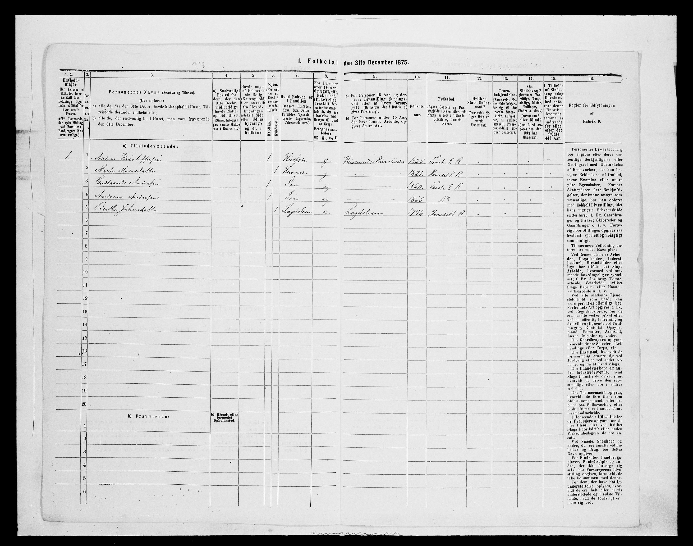 SAH, 1875 census for 0416P Romedal, 1875, p. 1712