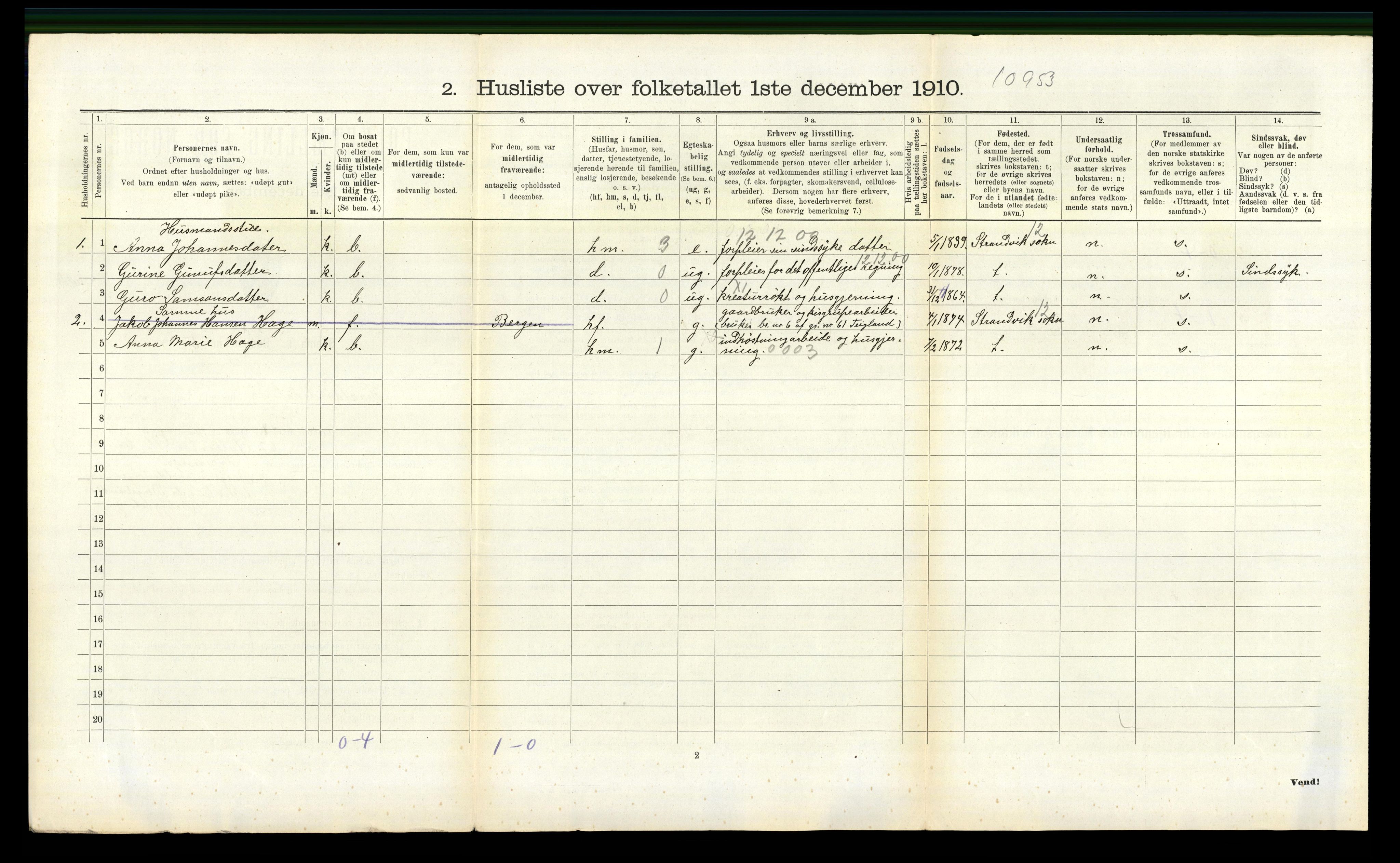 RA, 1910 census for Hålandsdal, 1910, p. 157