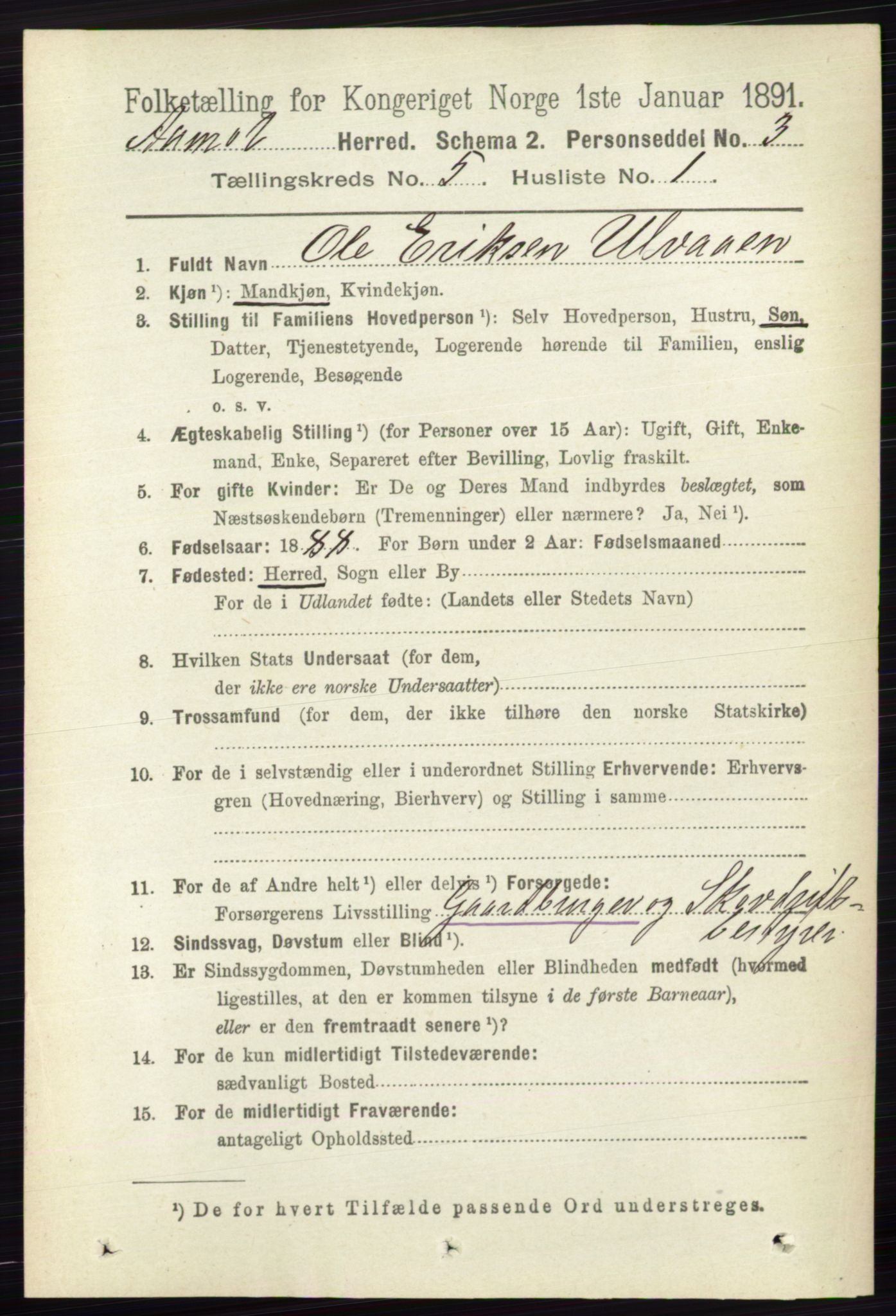 RA, 1891 census for 0429 Åmot, 1891, p. 2326