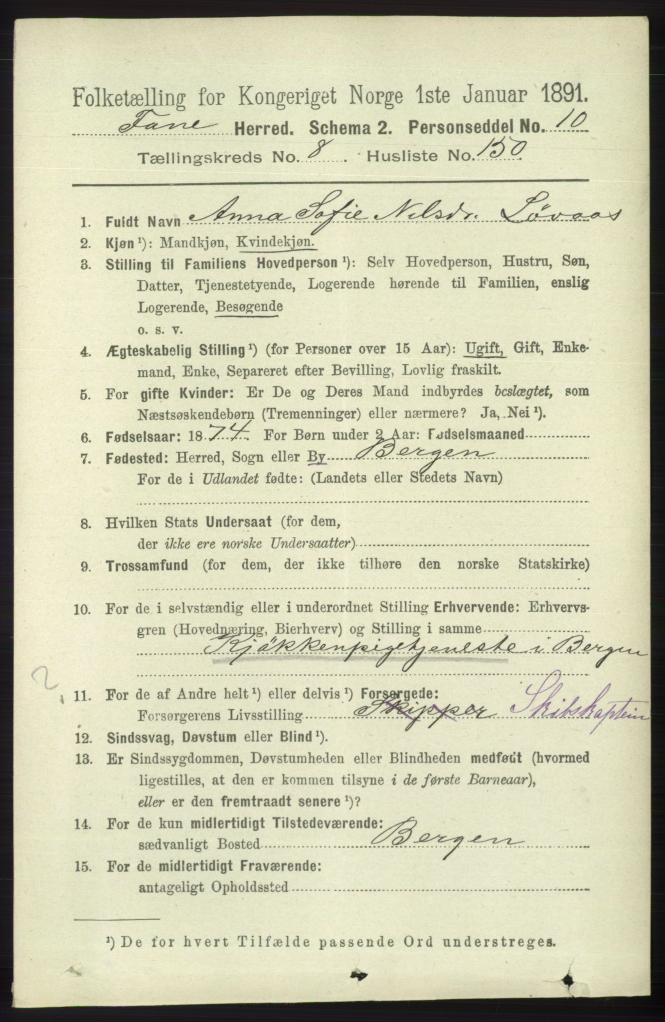 RA, 1891 census for 1249 Fana, 1891, p. 4751