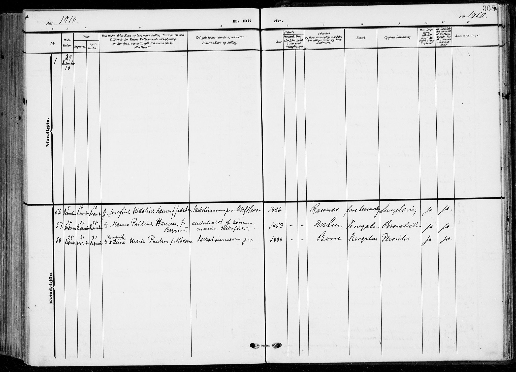 Horten kirkebøker, SAKO/A-348/F/Fa/L0006: Parish register (official) no. 6, 1905-1912, p. 368