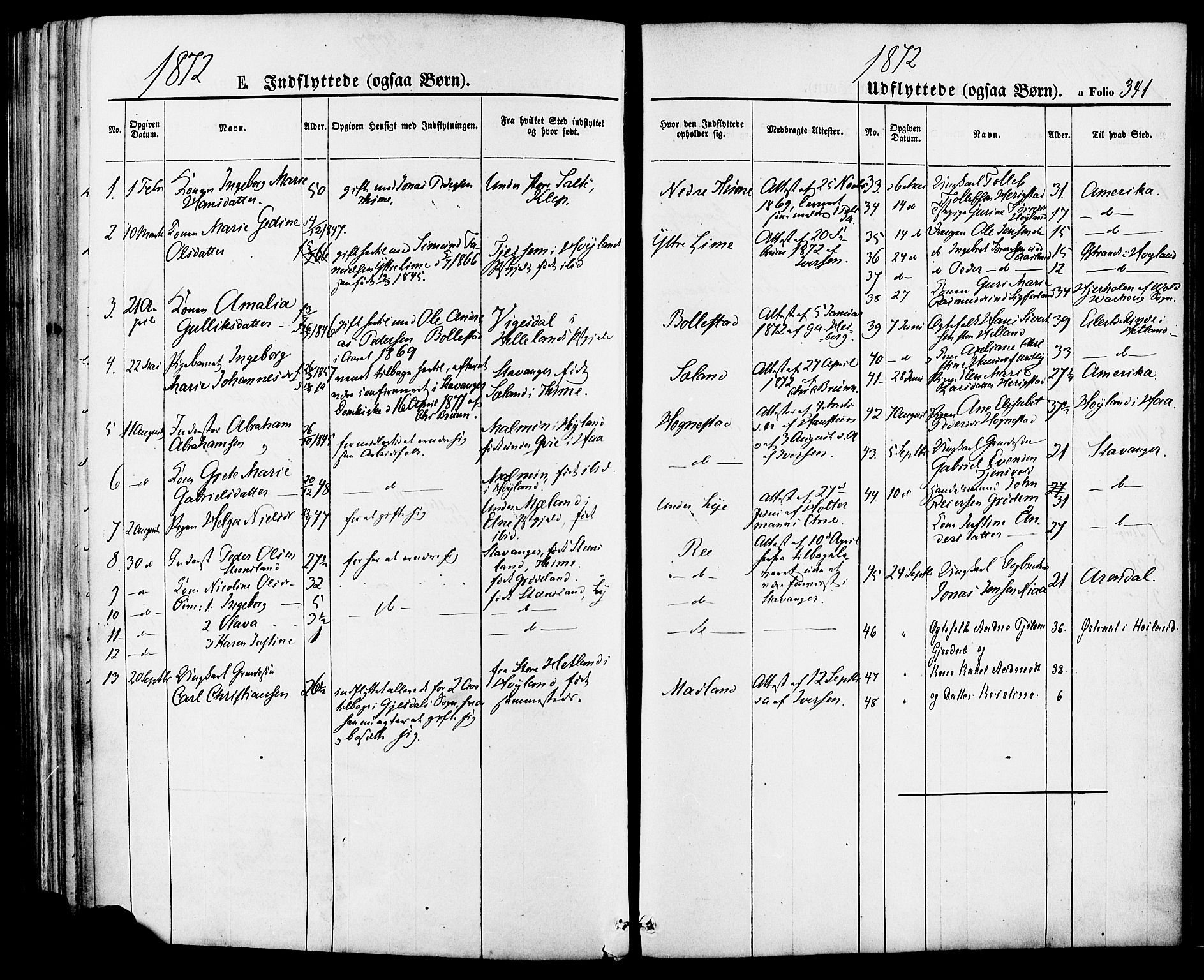 Lye sokneprestkontor, SAST/A-101794/001/30BA/L0008: Parish register (official) no. A 7, 1872-1881, p. 341