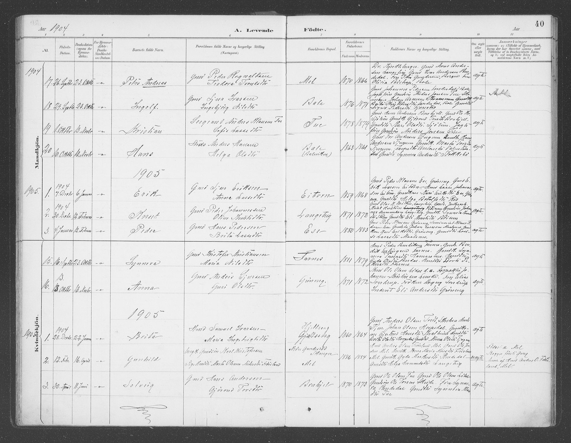 Balestrand sokneprestembete, SAB/A-79601/H/Haa/Haab/L0001: Parish register (official) no. B  1, 1889-1910, p. 40