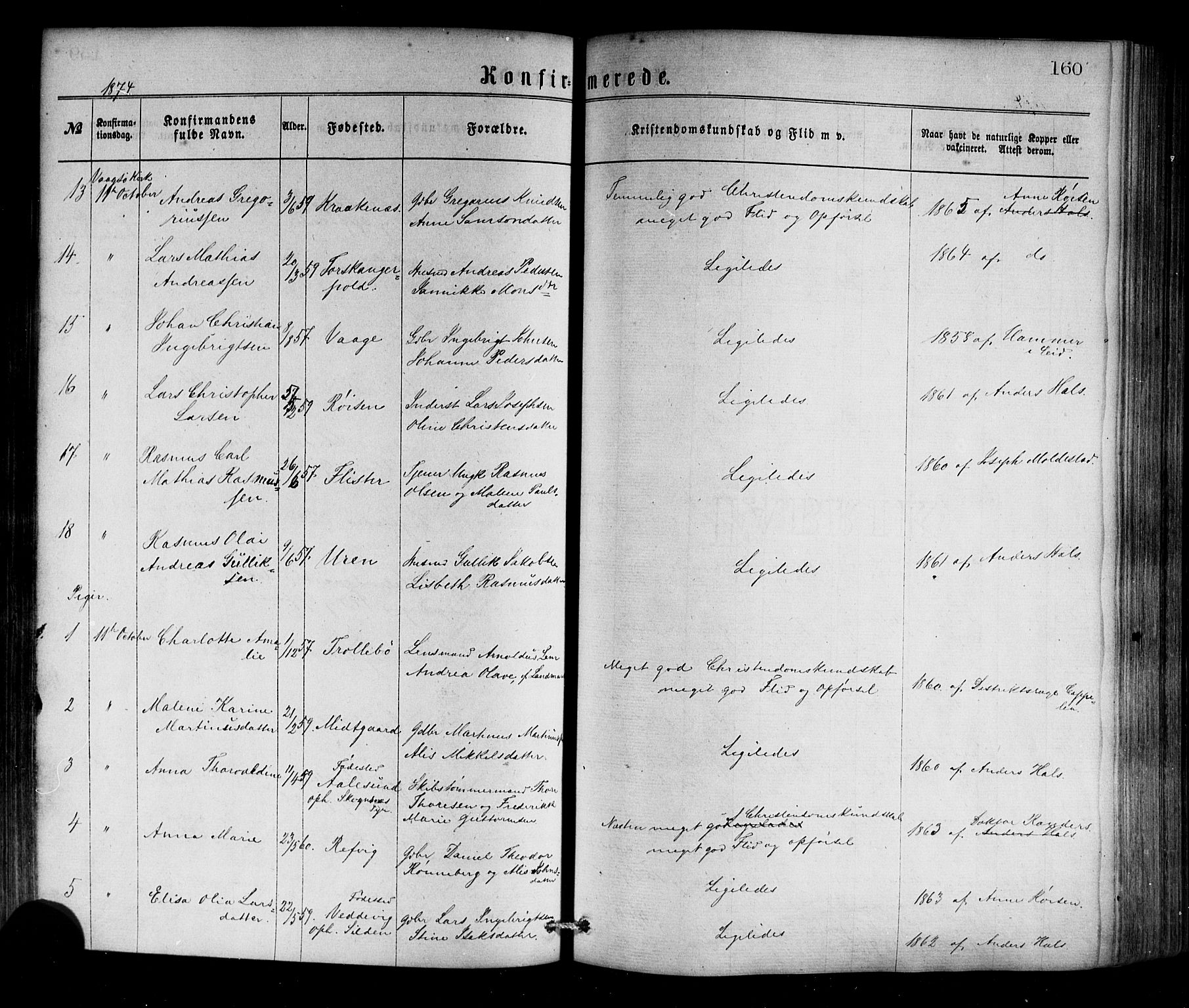 Selje sokneprestembete, AV/SAB-A-99938/H/Ha/Haa/Haaa: Parish register (official) no. A 12, 1870-1880, p. 160