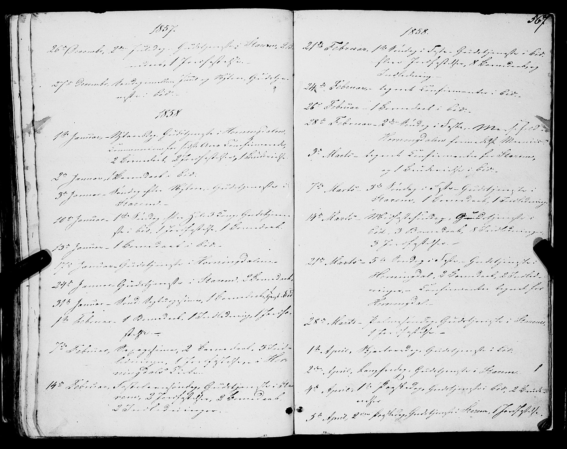 Eid sokneprestembete, AV/SAB-A-82301/H/Haa/Haaa/L0007: Parish register (official) no. A 7, 1844-1858, p. 567