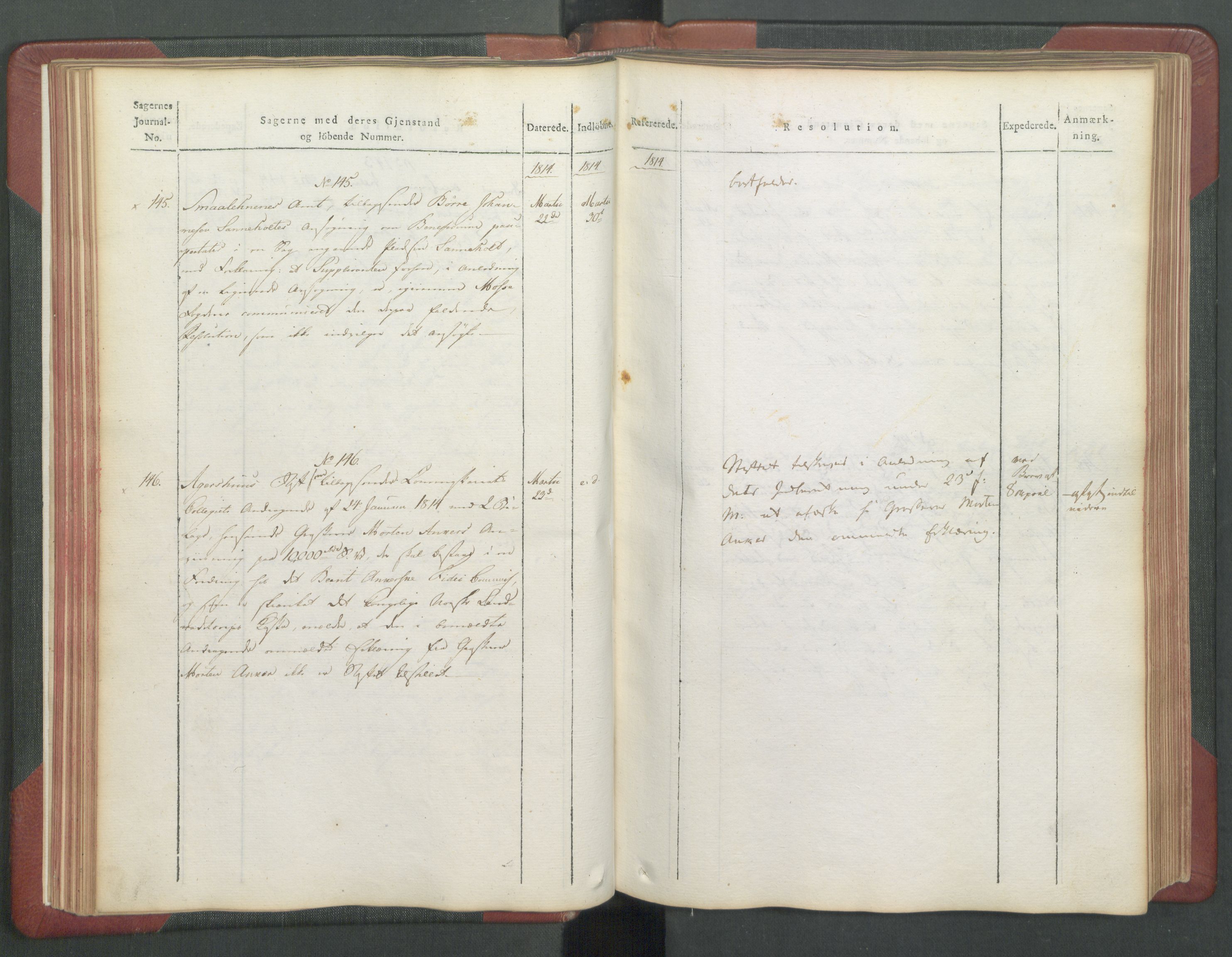 Departementene i 1814, AV/RA-S-3899/Fc/L0039: Journal A, 1814, p. 62