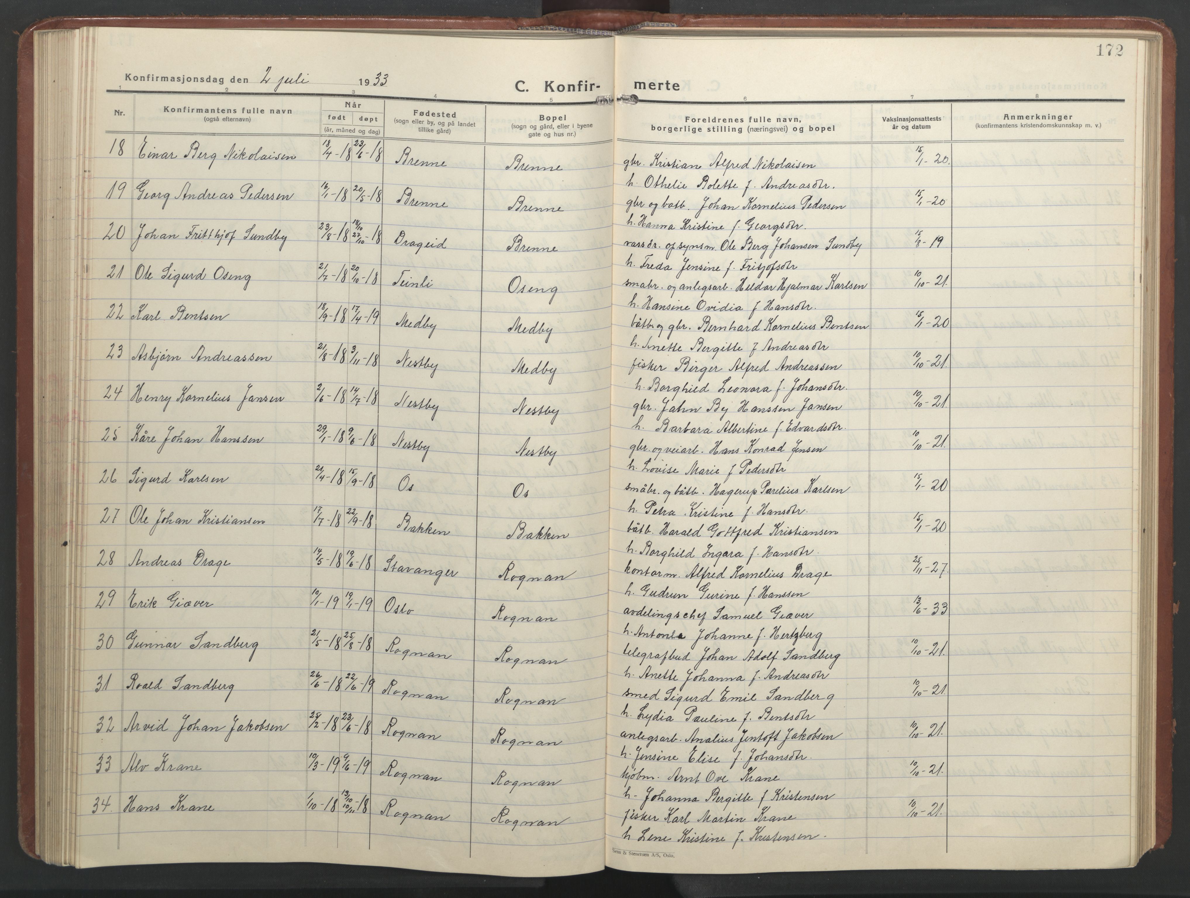 Ministerialprotokoller, klokkerbøker og fødselsregistre - Nordland, AV/SAT-A-1459/847/L0680: Parish register (copy) no. 847C08, 1930-1947, p. 172