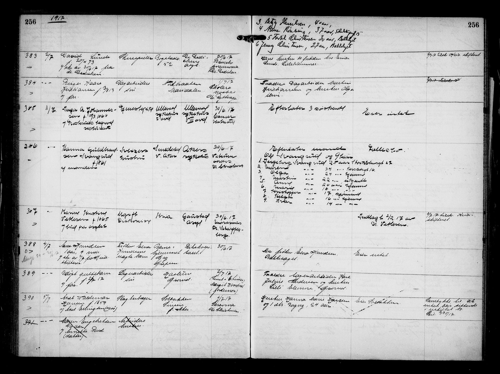 Aker kriminaldommer, skifte- og auksjonsforvalterembete, AV/SAO-A-10452/H/Hb/Hba/Hbaa/L0004: Dødsfallsprotokoll, 1914-1918, p. 256