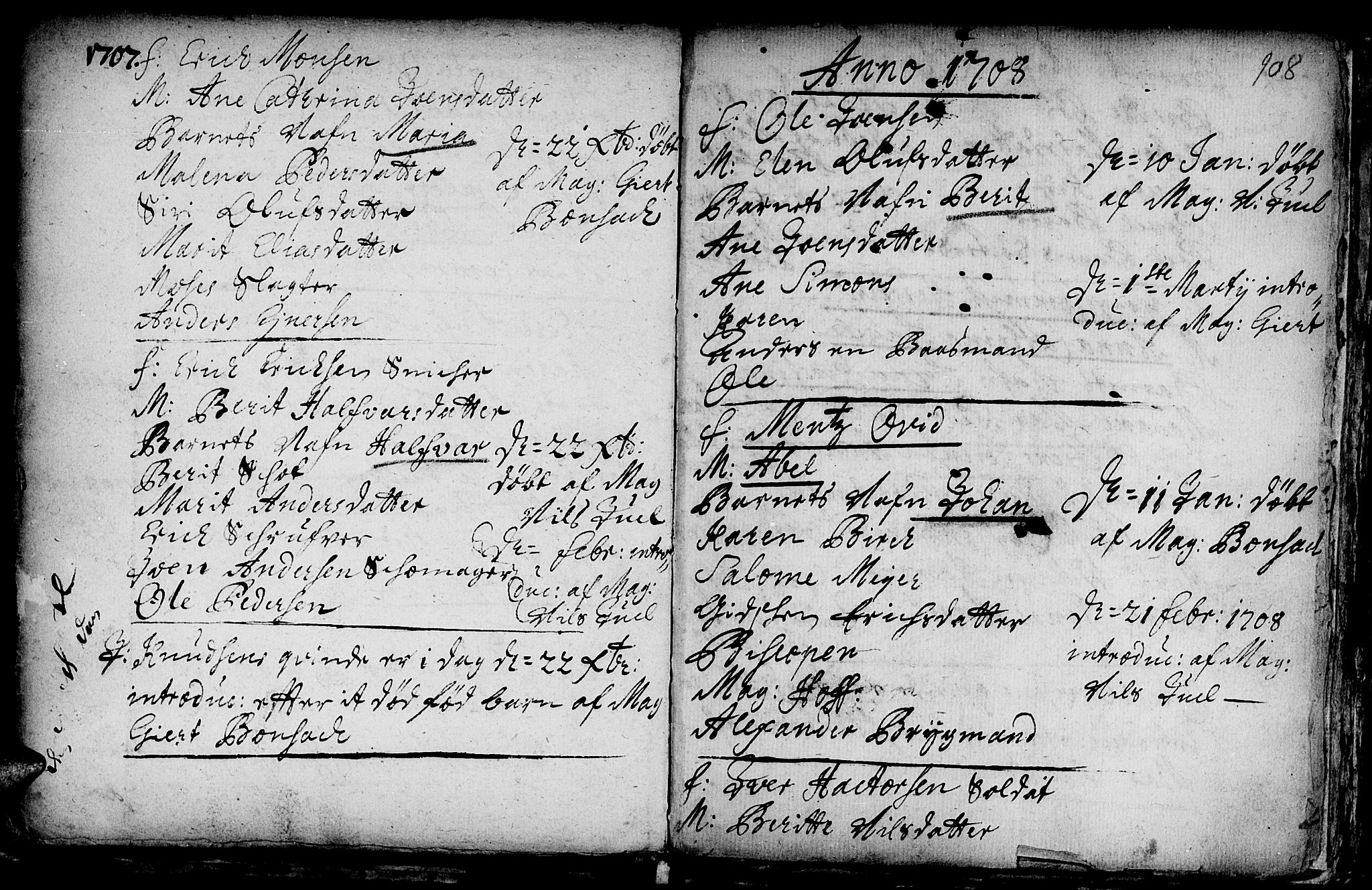 Ministerialprotokoller, klokkerbøker og fødselsregistre - Sør-Trøndelag, SAT/A-1456/601/L0034: Parish register (official) no. 601A02, 1702-1714, p. 108