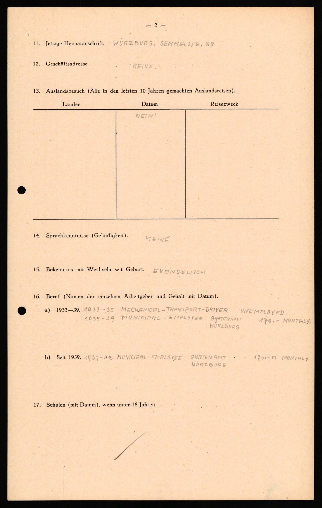 Forsvaret, Forsvarets overkommando II, AV/RA-RAFA-3915/D/Db/L0026: CI Questionaires. Tyske okkupasjonsstyrker i Norge. Tyskere., 1945-1946, p. 265