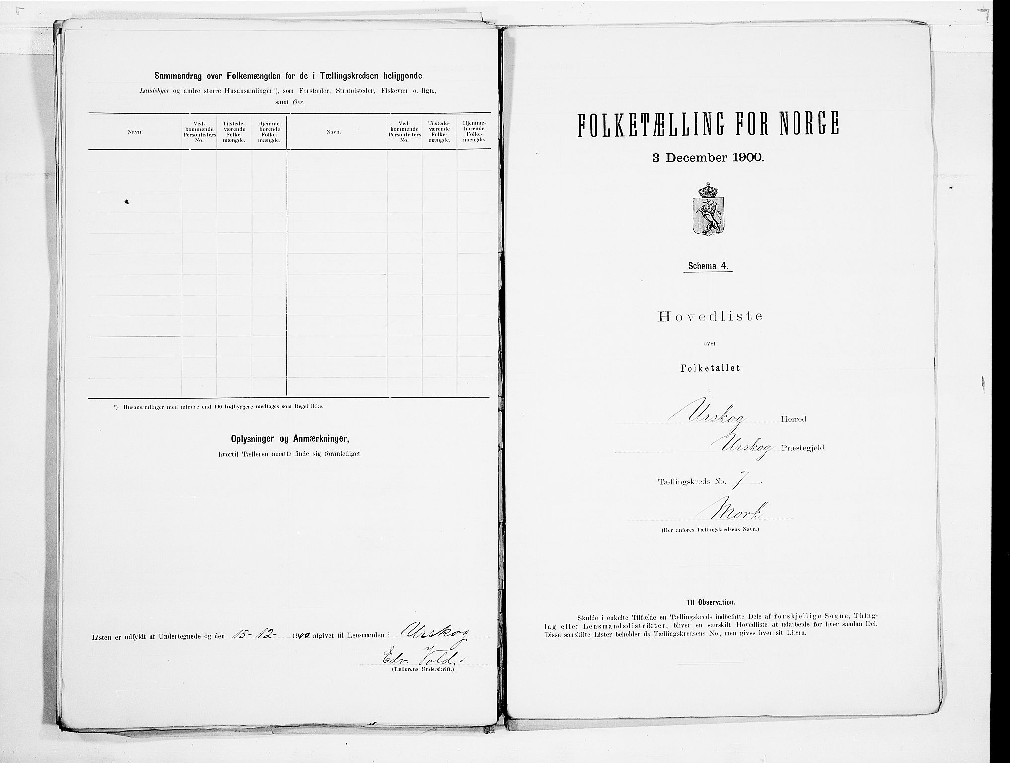 SAO, 1900 census for Aurskog, 1900, p. 20