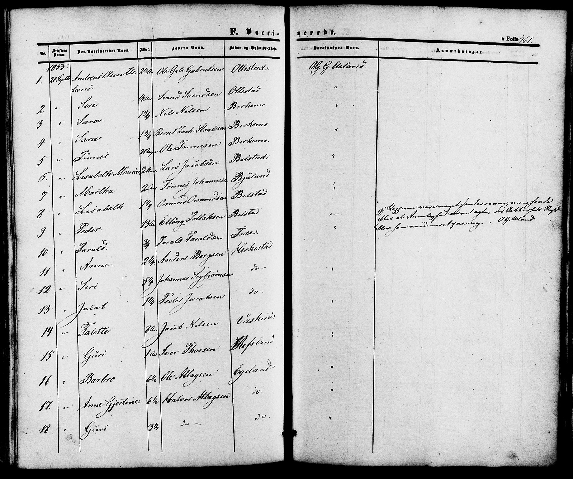 Lund sokneprestkontor, SAST/A-101809/S06/L0010: Parish register (official) no. A 9, 1854-1886, p. 461